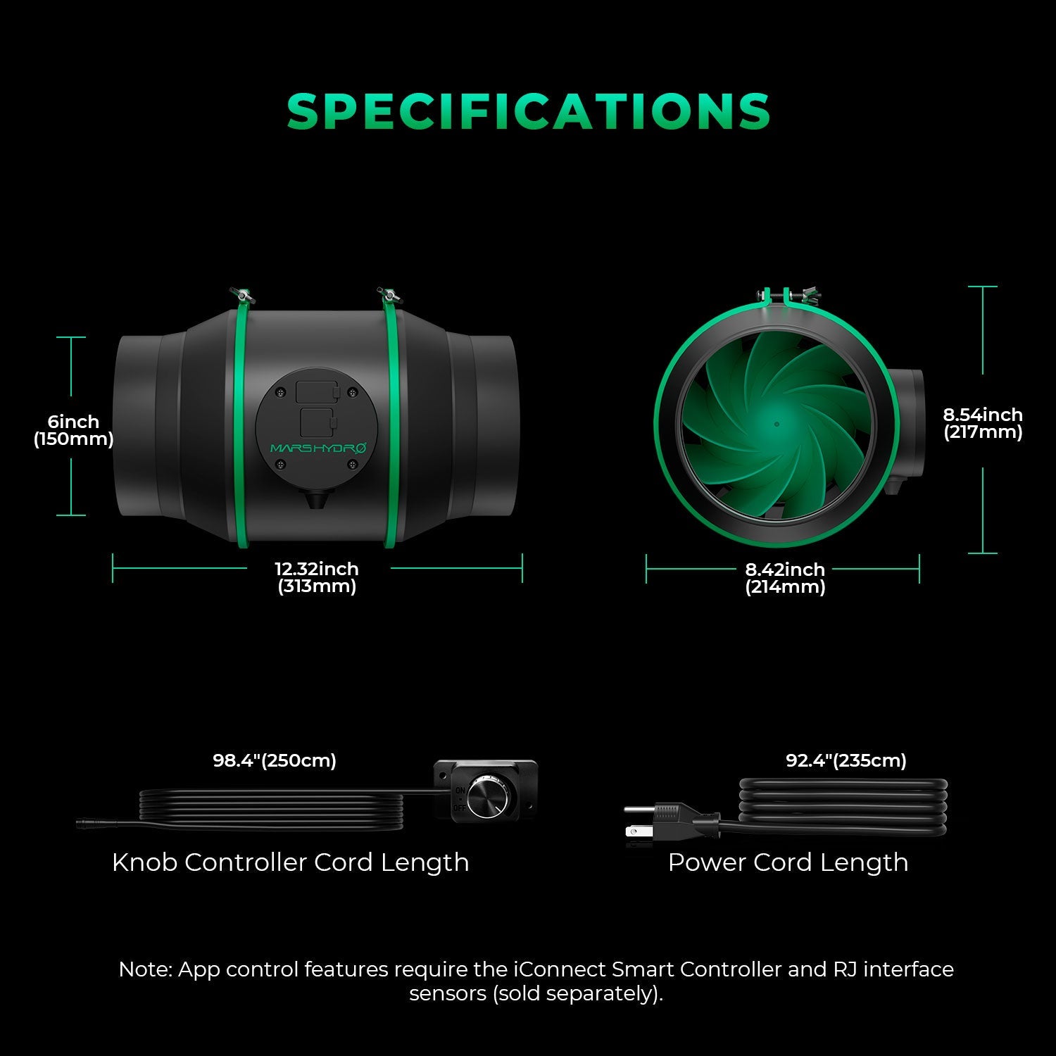 Mars Hydro iFresh 6-Inch Inline Duct Fan – product view 4