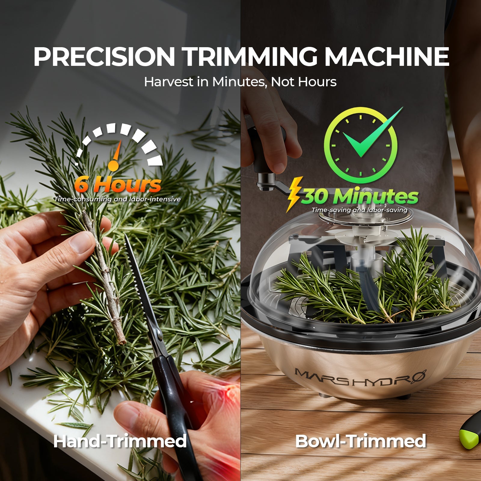 Mars Hydro 13" Bud Leaf Bowl Trimmer for Wet & Dry Trimming – Smooth, Efficient Trimming for Every Harvest – product view 5