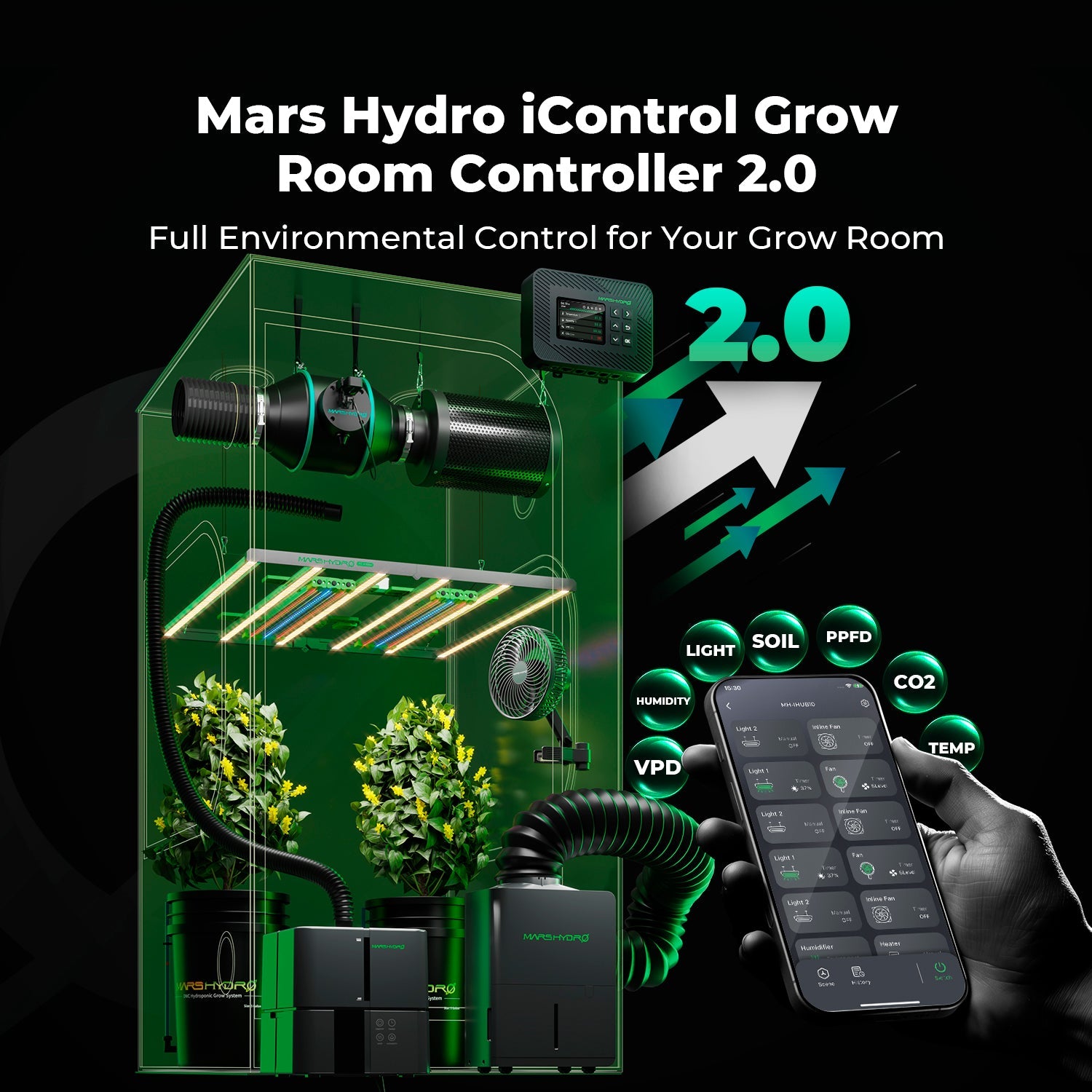 Mars Hydro TS 1000 LED Grow Light + 2.6' × 2.6' (32"x32"x63") Indoor Complete Grow Tent Kits – product view 3