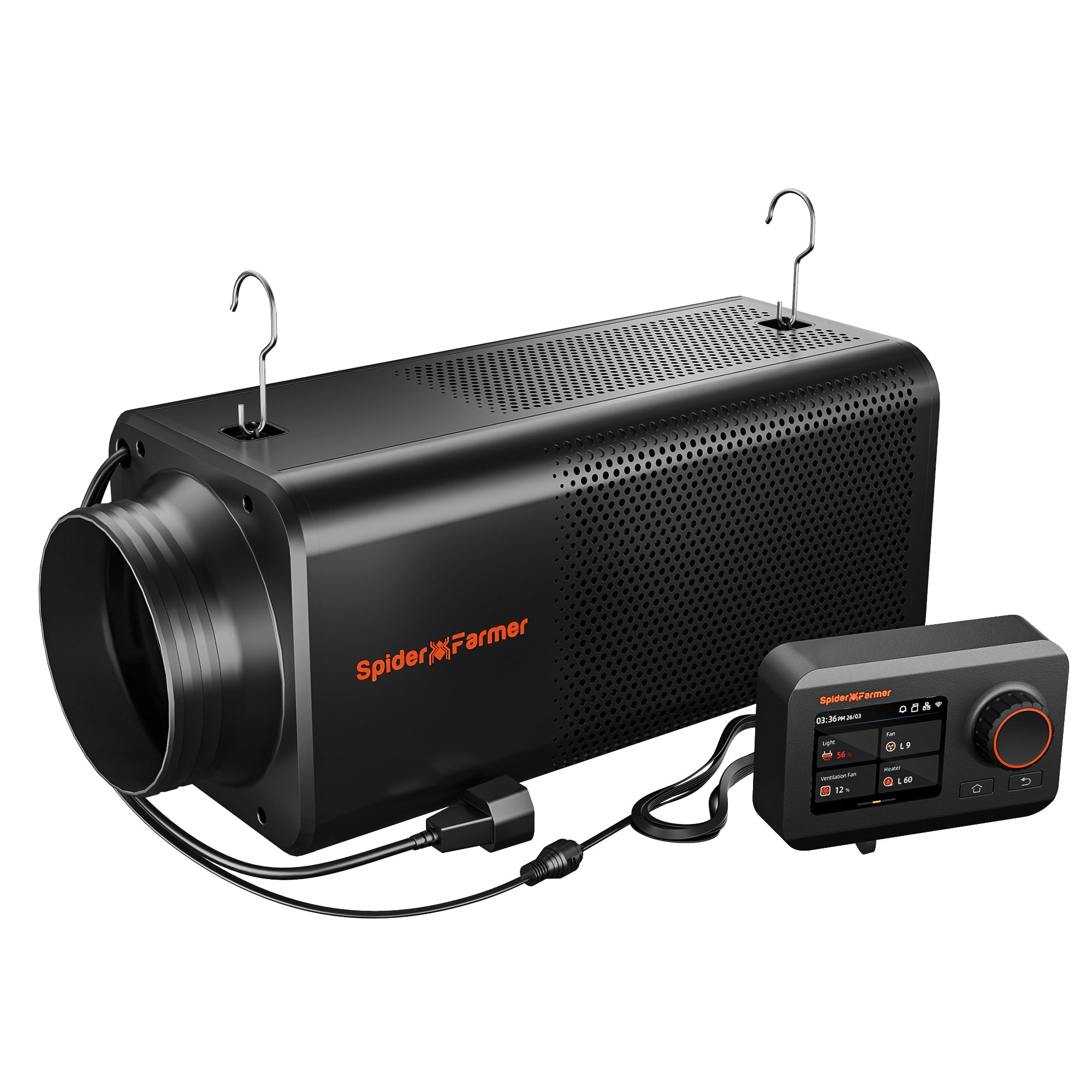 Spider Farmer 6 Inch 2-In-1 Ventilation System with GGS Controller, Inline Fan with built in Carbon Filter