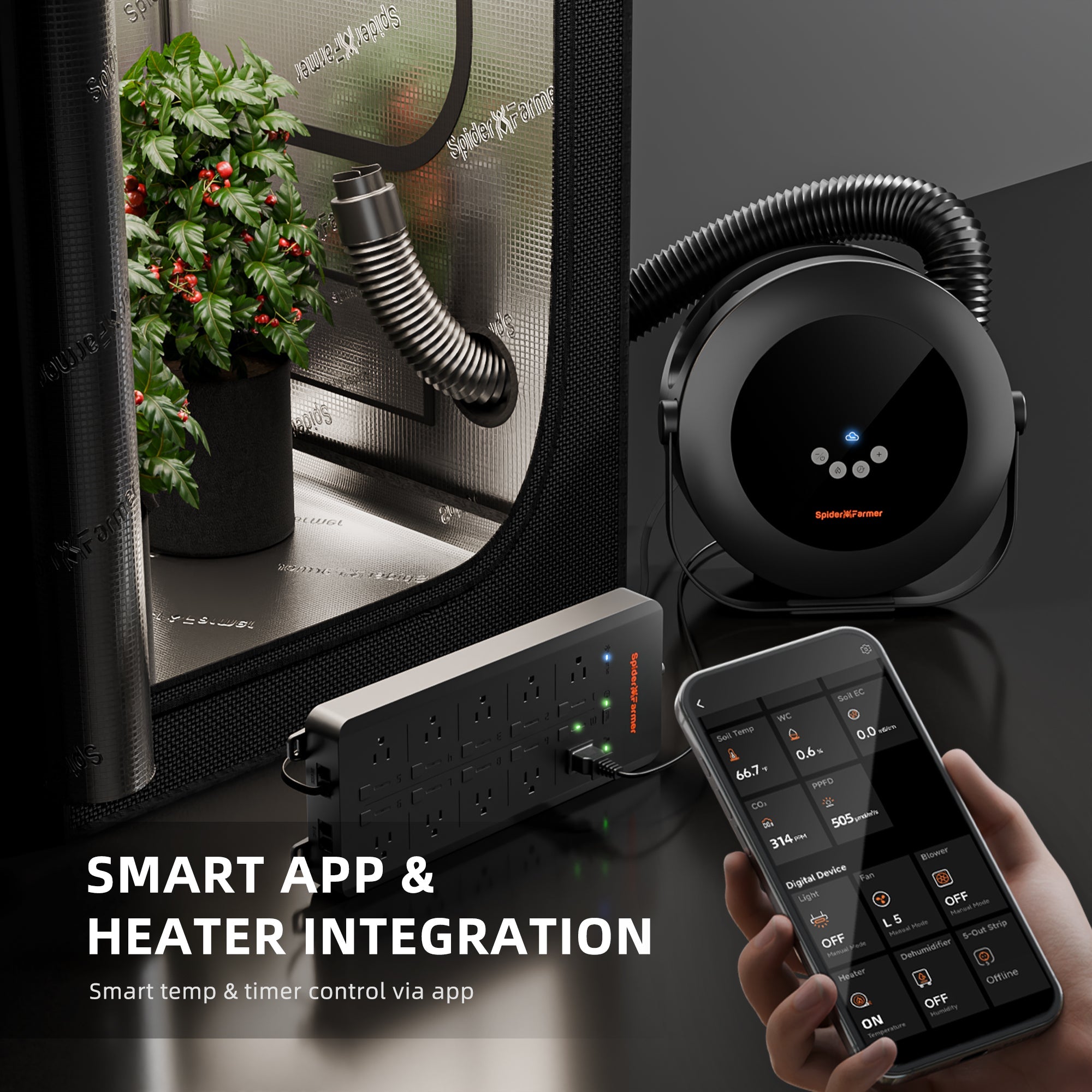 Spider Farmer Grow Tent Heater – Smart APP Temperature Control – product view 3