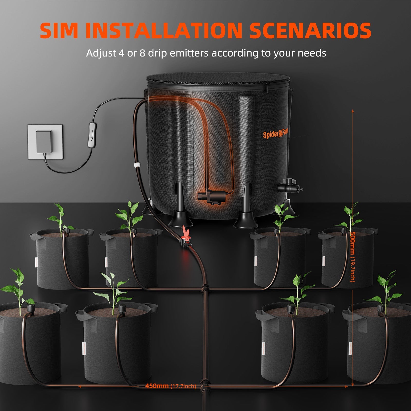 Spider Farmer Automatic Drip Irrigation System for Plants Water Pump with 8 Drip Emitters – product view 3