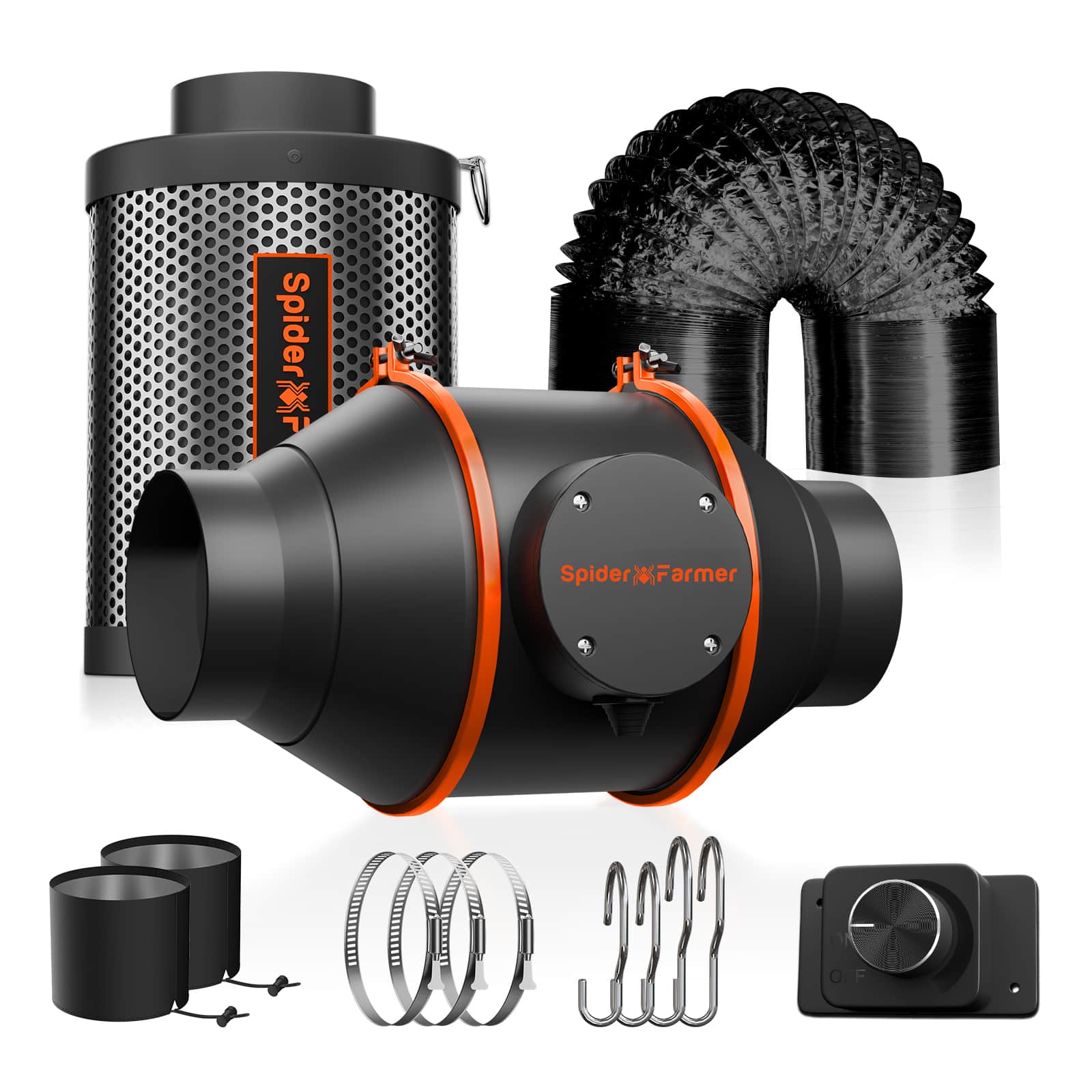 Spider Farmer 4-Inch Inline Fan Kits 205 CFM with Air Carbon Filter Ventilation Kit, GGS Controller Controllable