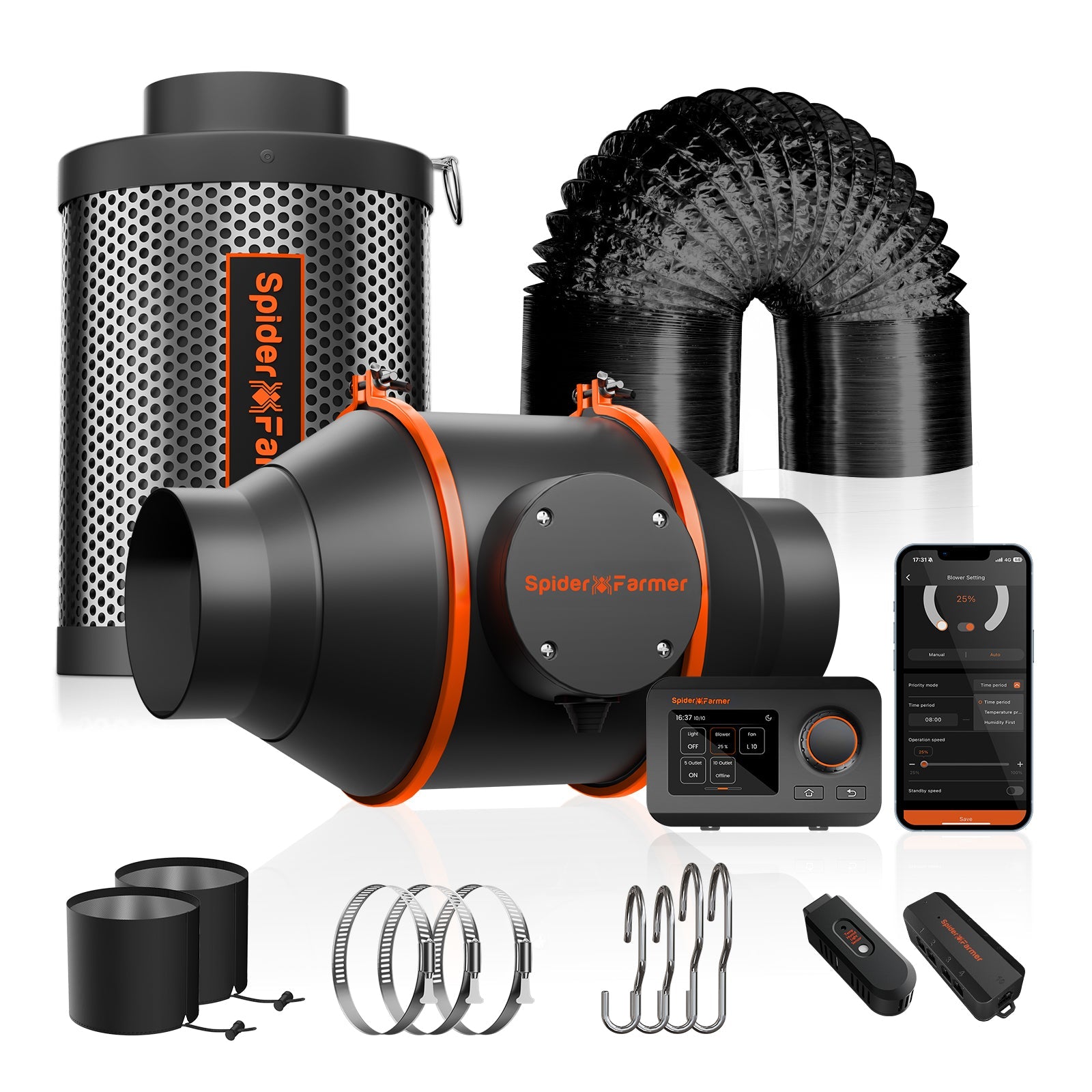 Spider Farmer 3' × 3' × 6' Complete Grow Tent Kit – SE3000 300W LED Grow Light – 4″ Inline Fan with GGS Controller – product 