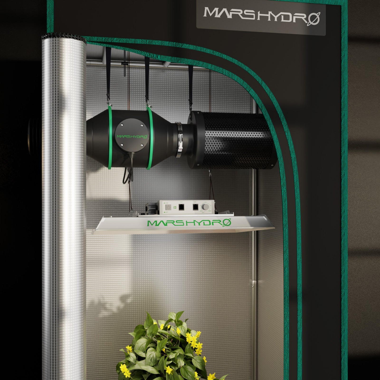 Mars Hydro 4″ (100 mm) Inline Duct Fan with Thermostat Controller – product view 5