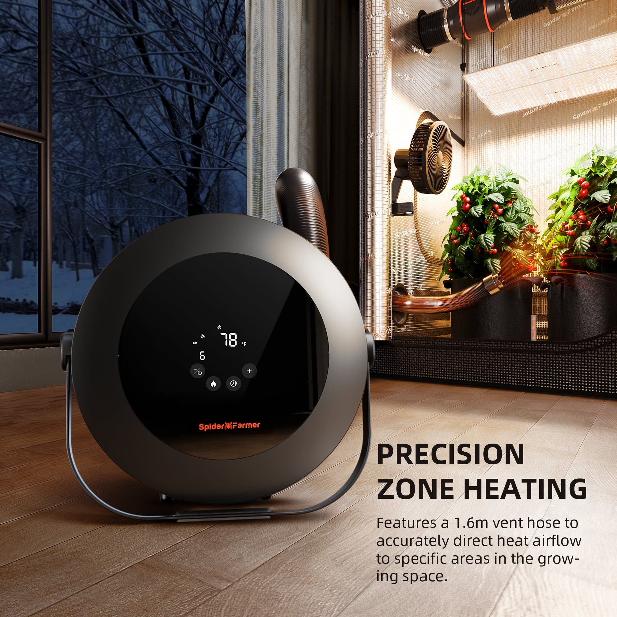 Spider Farmer Grow Tent Heater – Smart APP Temperature Control – product view 2