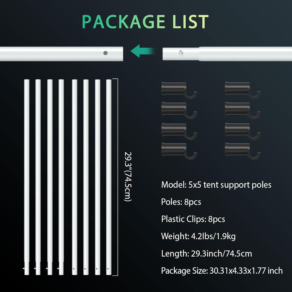 Mars Hydro Grow Tent Side Support Pole Kits High CFM Kit 5' × 5' (150 × 150 cm) – product view 3