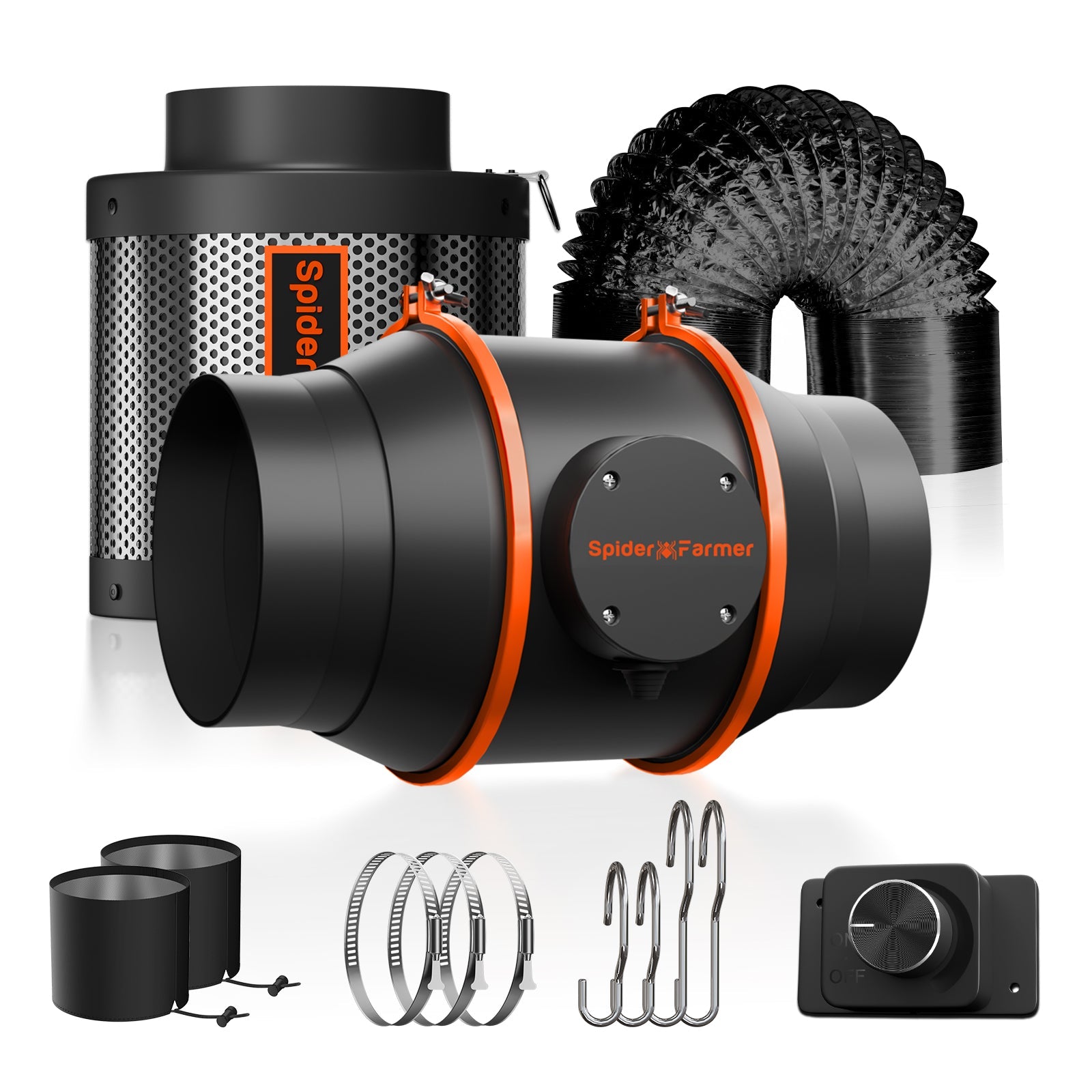Spider Farmer 6″ Quiet Inline Duct Fan with Speed Controller & Carbon Filter Ventilation System for Grow Tents