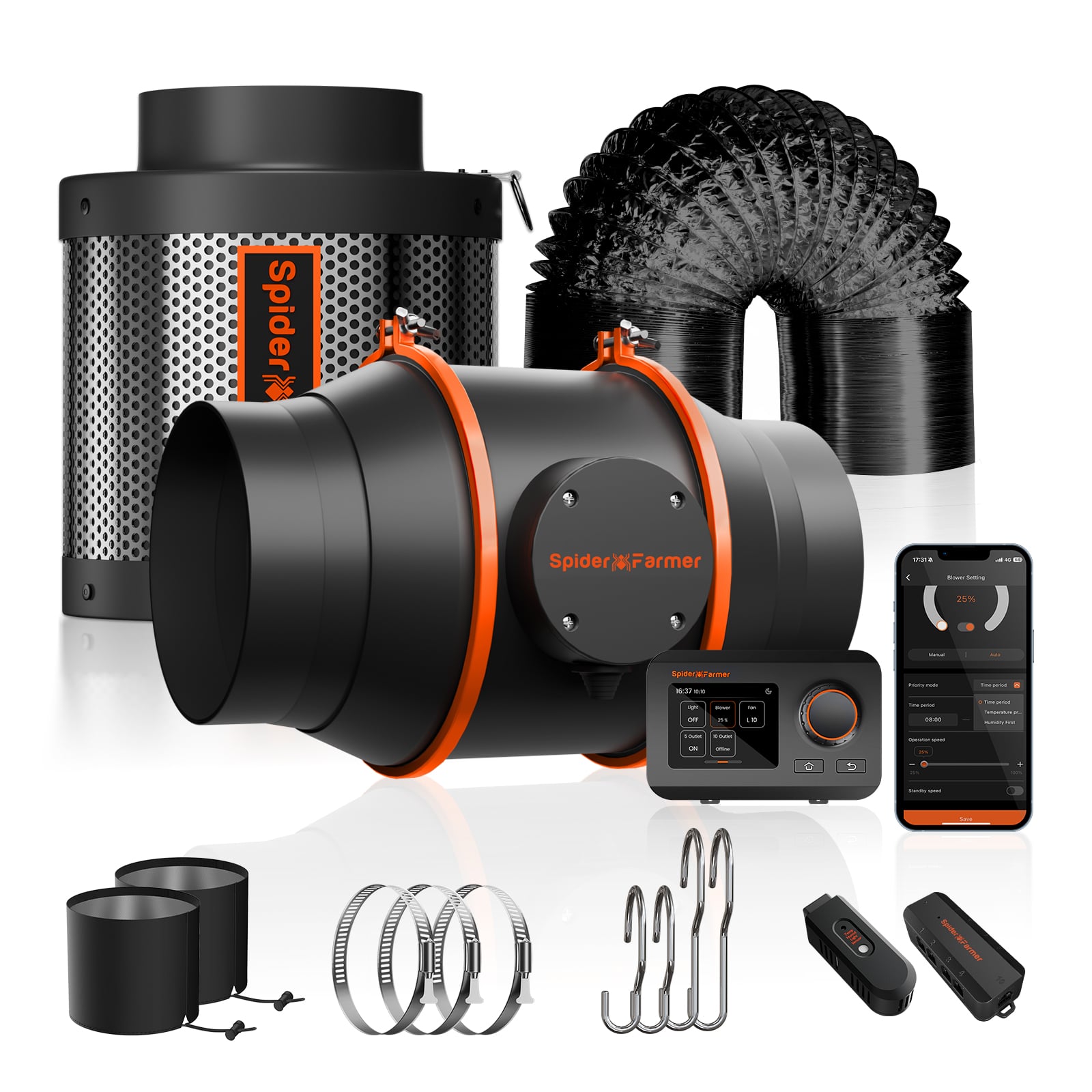 Spider Farmer 6-Inch Inline Fan Combo 402 CFM with GGS Controller Kits Ventilation System