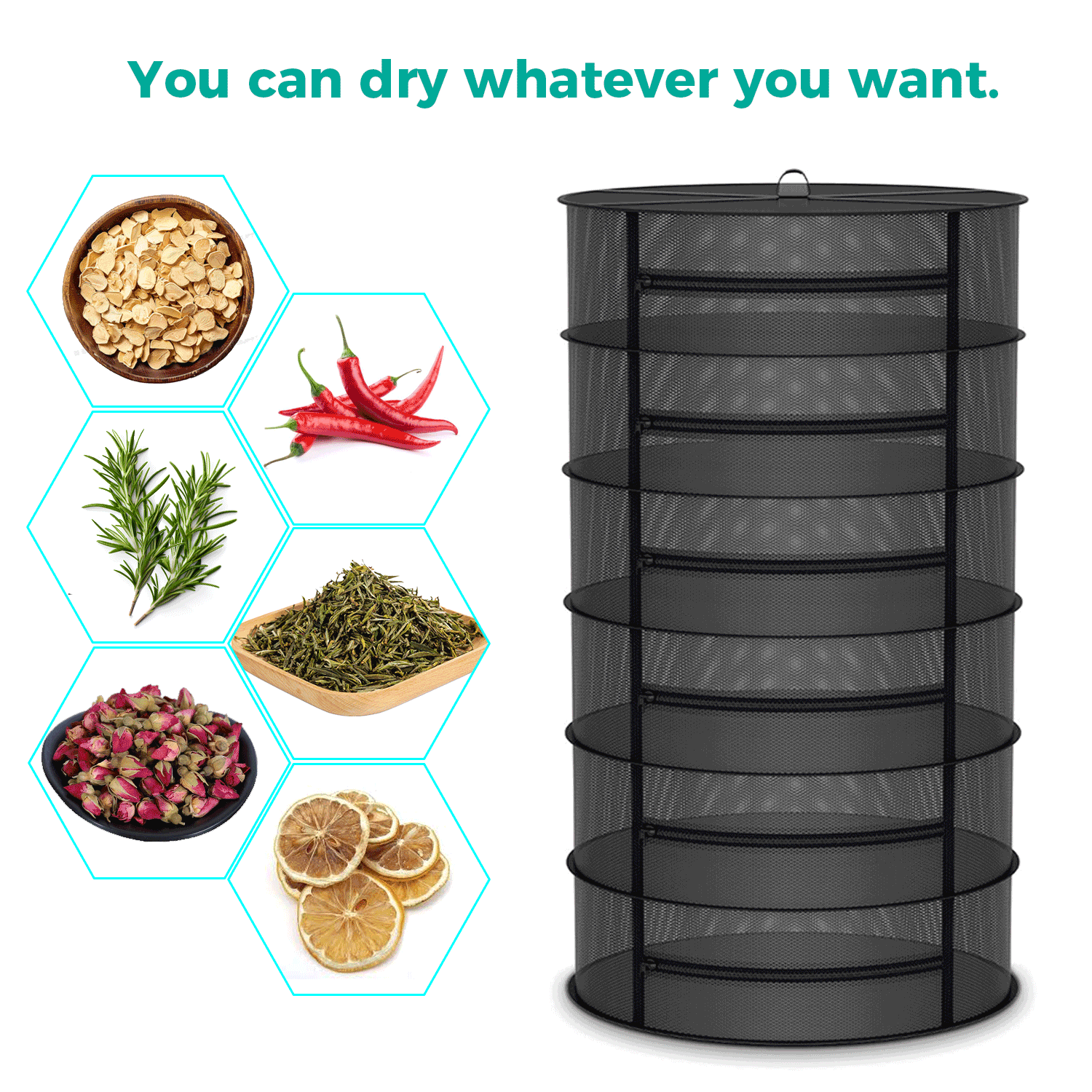 Mars Hydro 6-Layer Mesh Herb Drying Rack With Pruning Shear – product view 4