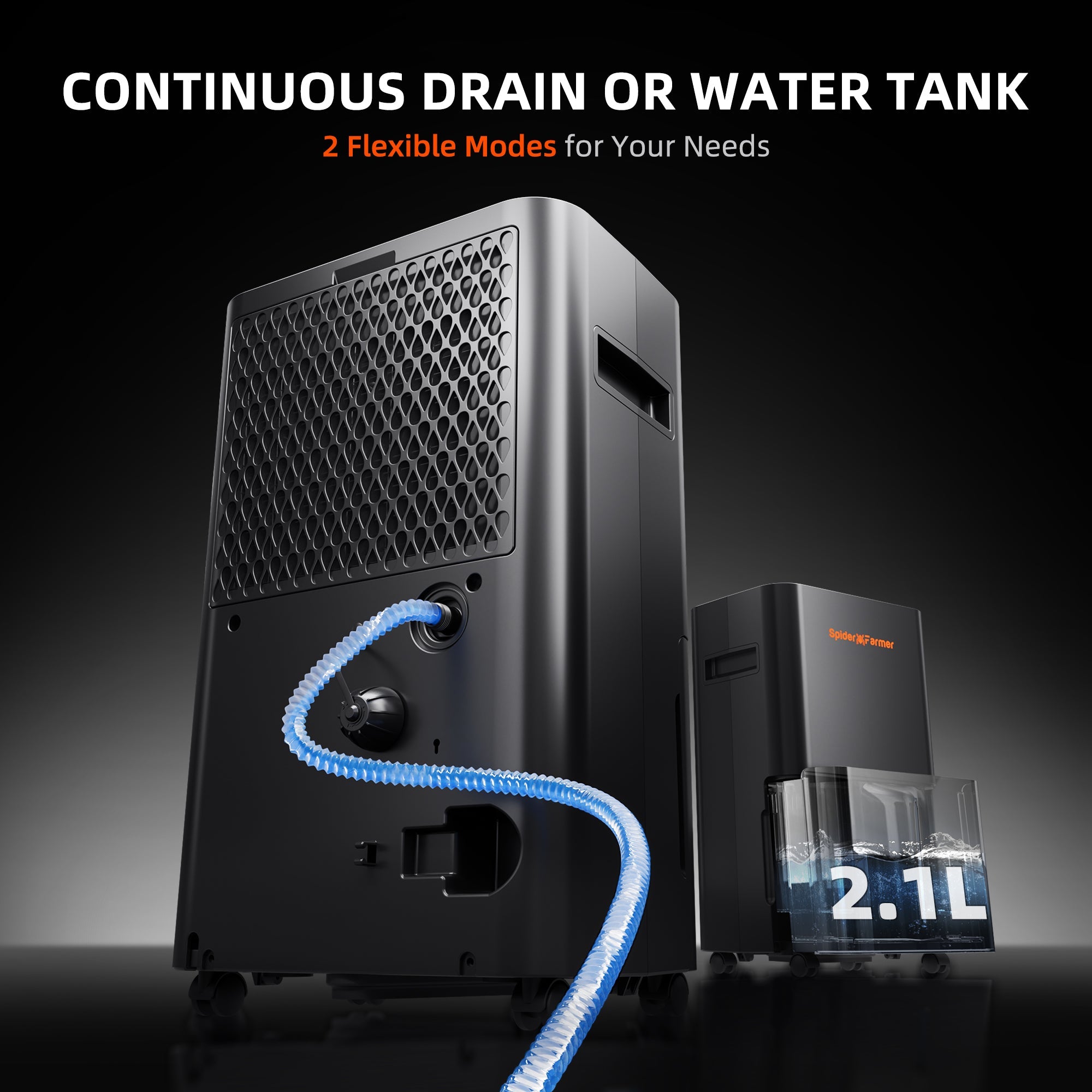 Spider Farmer 32 Pint Dehumidifier – Smart APP Control with RJ12 Cable & Drain Hose – product view 4