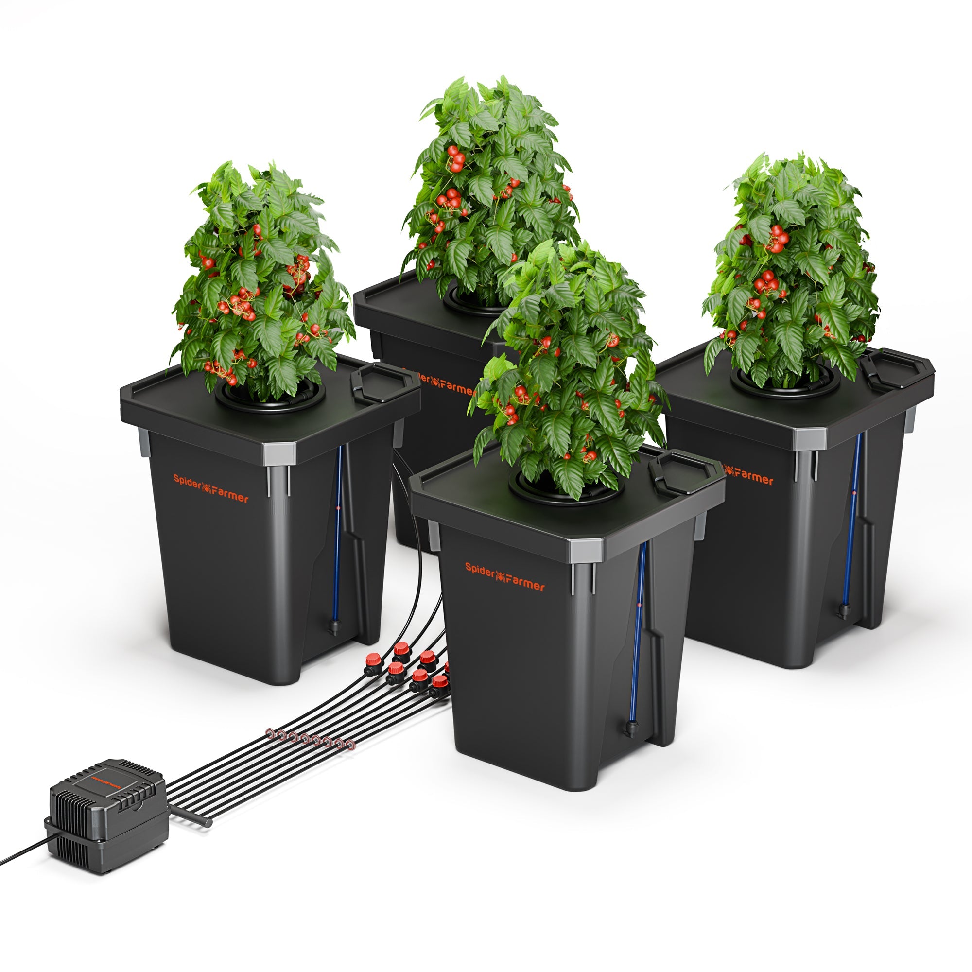 Spider Farmer DWC Hydroponics Grow System with Top Drip Kit 7 Gallon Deep Water Culture with 15 W Air Pump 4 Buckets