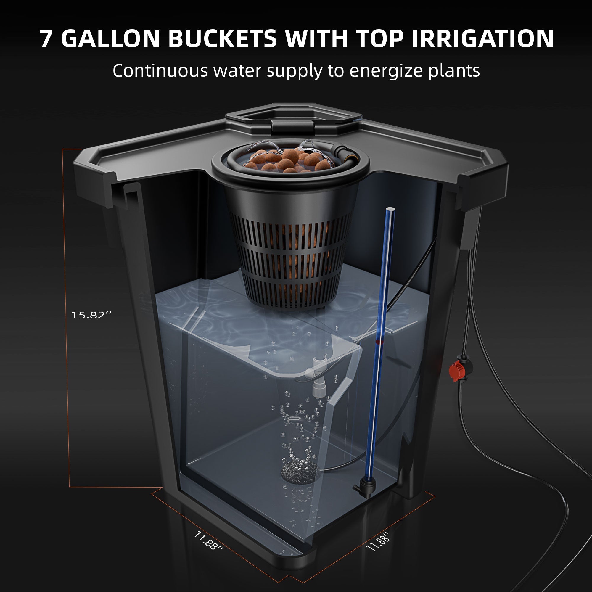 Spider Farmer DWC Hydroponics Grow System with Top Drip Kit 7 Gallon Deep Water Culture with 15 W Air Pump 4 Buckets – produc
