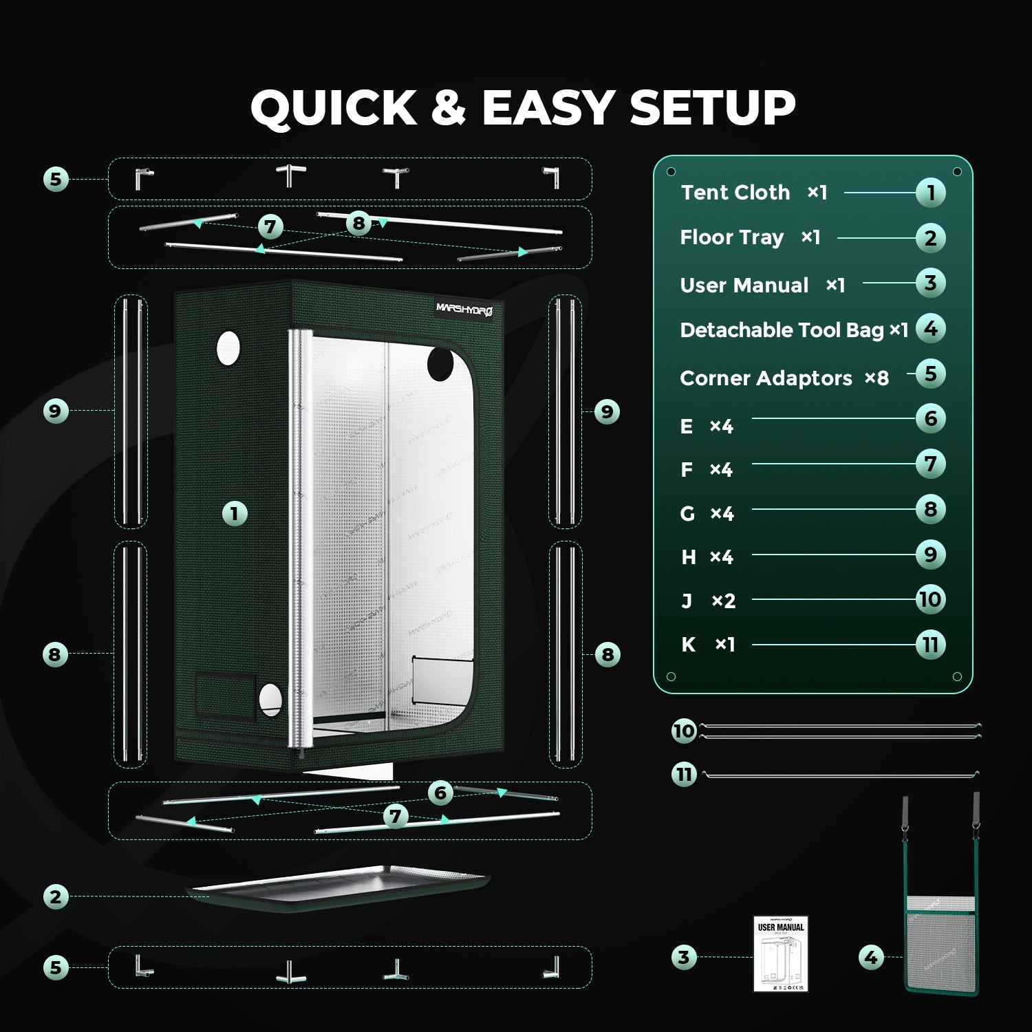 Mars Hydro 120 × 60 × 180 cm Grow Tent Pro – product view 3