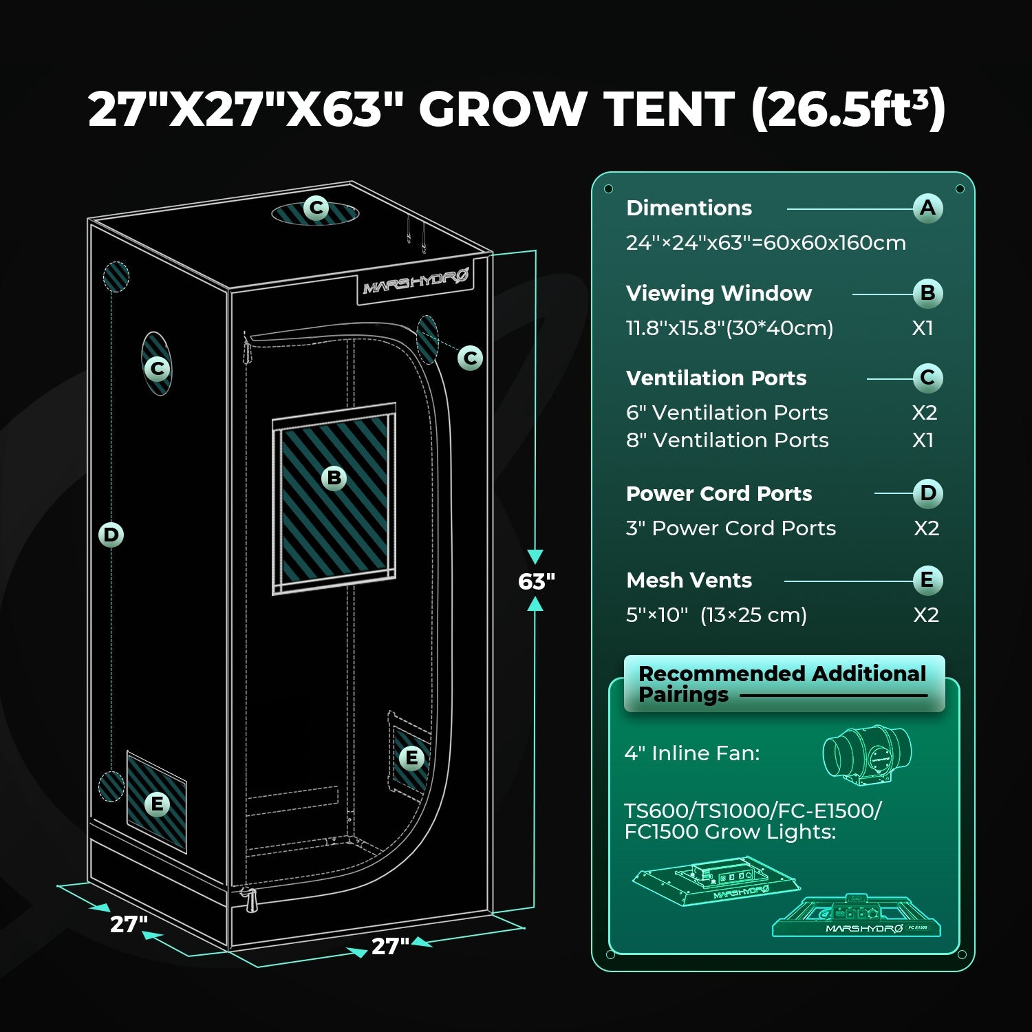 Mars Hydro 60 × 60 × 160 cm Grow Tent Pro – product view 4