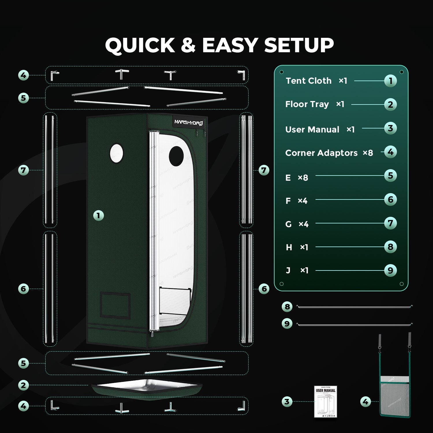 Mars Hydro 60 × 60 × 160 cm Grow Tent Pro – product view 5