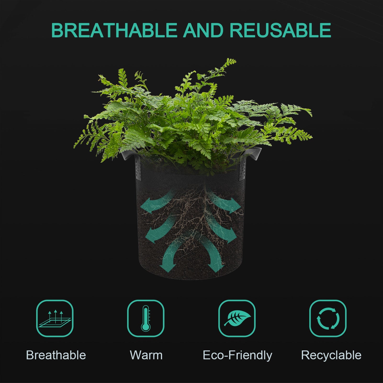 Mars Hydro 5 Gallon Grow Bag Plant Container (5 Packs) – product view 3