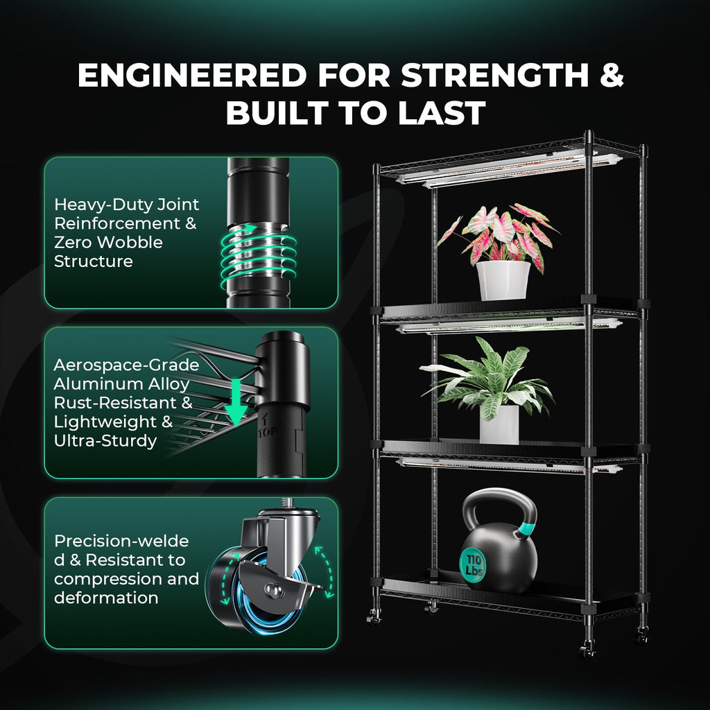 Mars Hydro 6-Tier Tall Plant Stand with 250 W Grow Lights & 1680D Grow Tent – product view 4