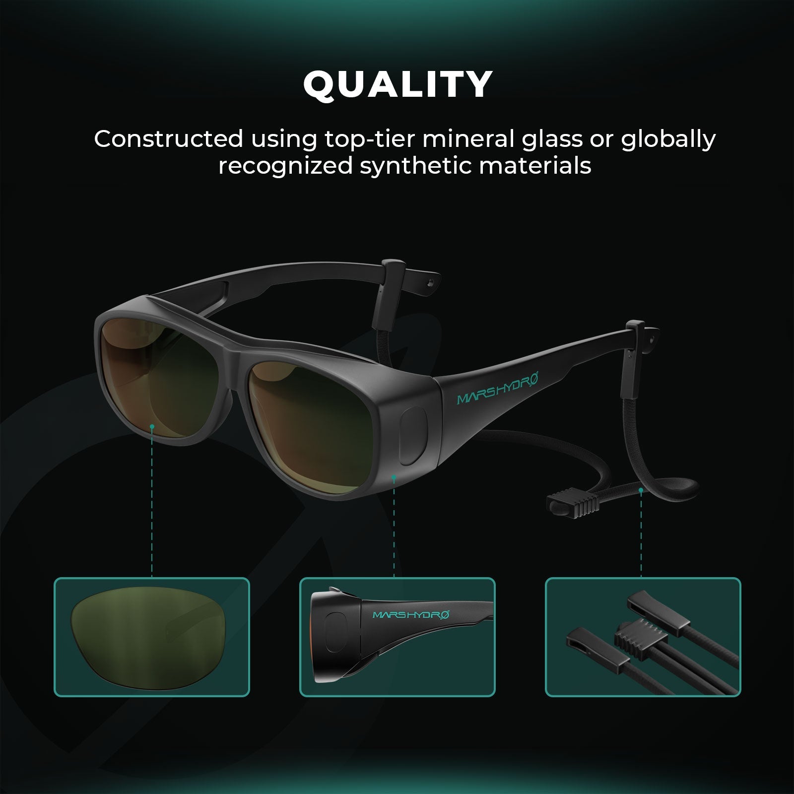 Mars Hydro Hydroponics LED Grow Room Glasses with Glasses Case for LED Grow Light – product view 2