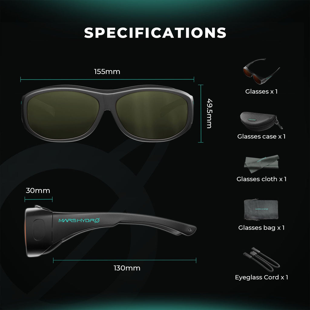 Mars Hydro Hydroponics LED Grow Room Glasses with Glasses Case for LED Grow Light – product view 4