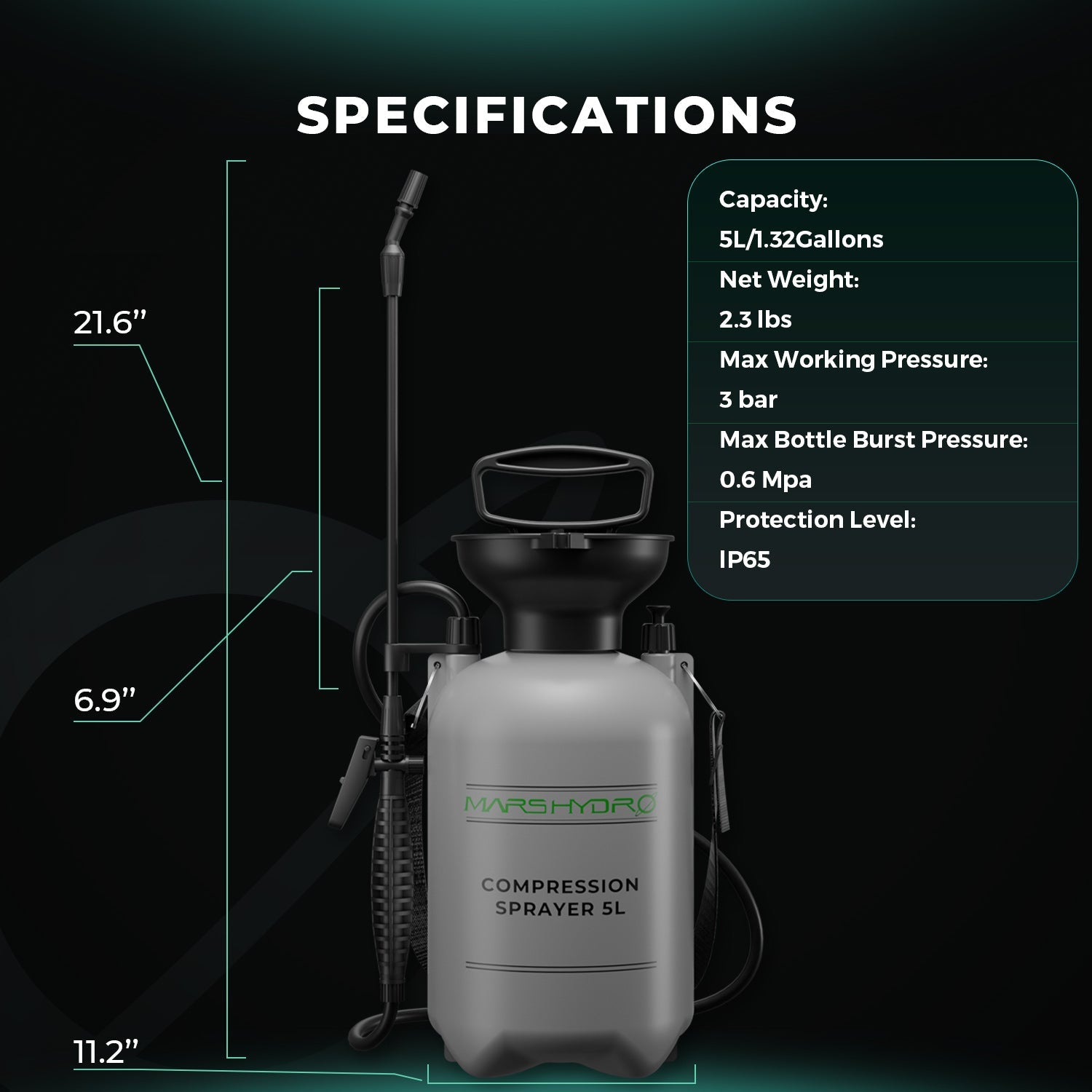 Mars Hydro 1.35 Gallon Pump Pressure Sprayer – product view 3