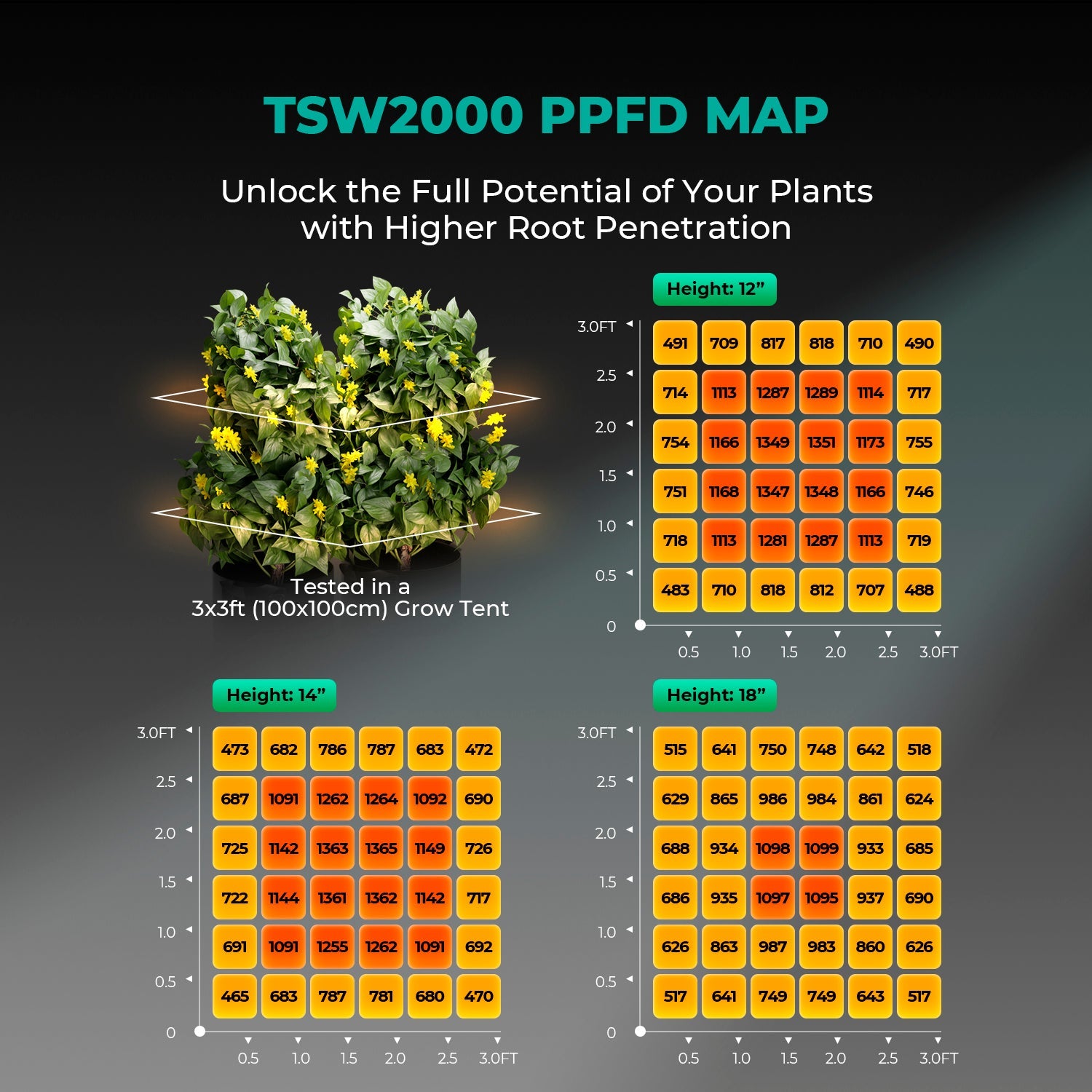 Mars Hydro TSW2000 Complete Grow Tent Kit – 300 W LED Grow Light – 120 × 120 × 200 cm Indoor Grow Tent – product view 4