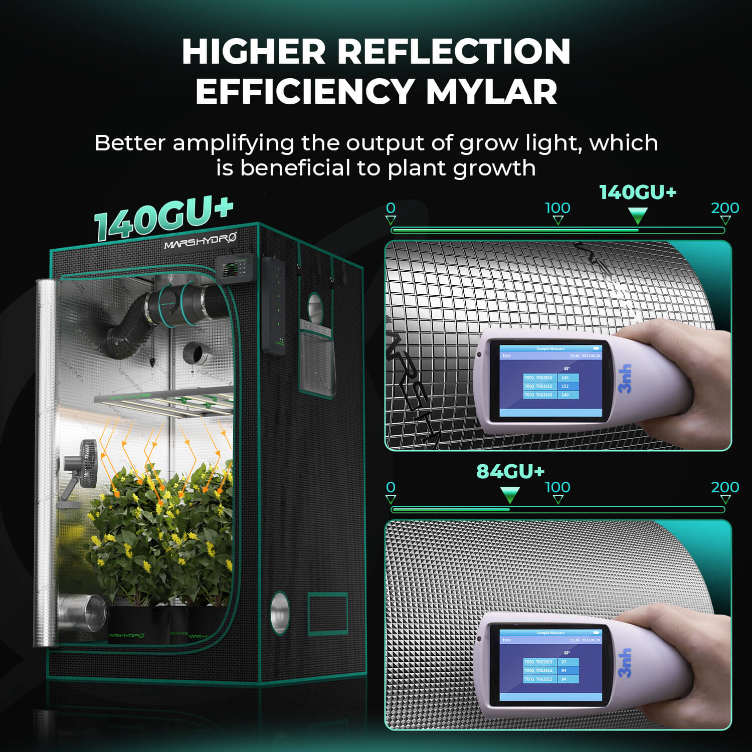 Mars Hydro 60 × 60 × 140 cm 1680D Light-Proof Grow Tent – product view 3