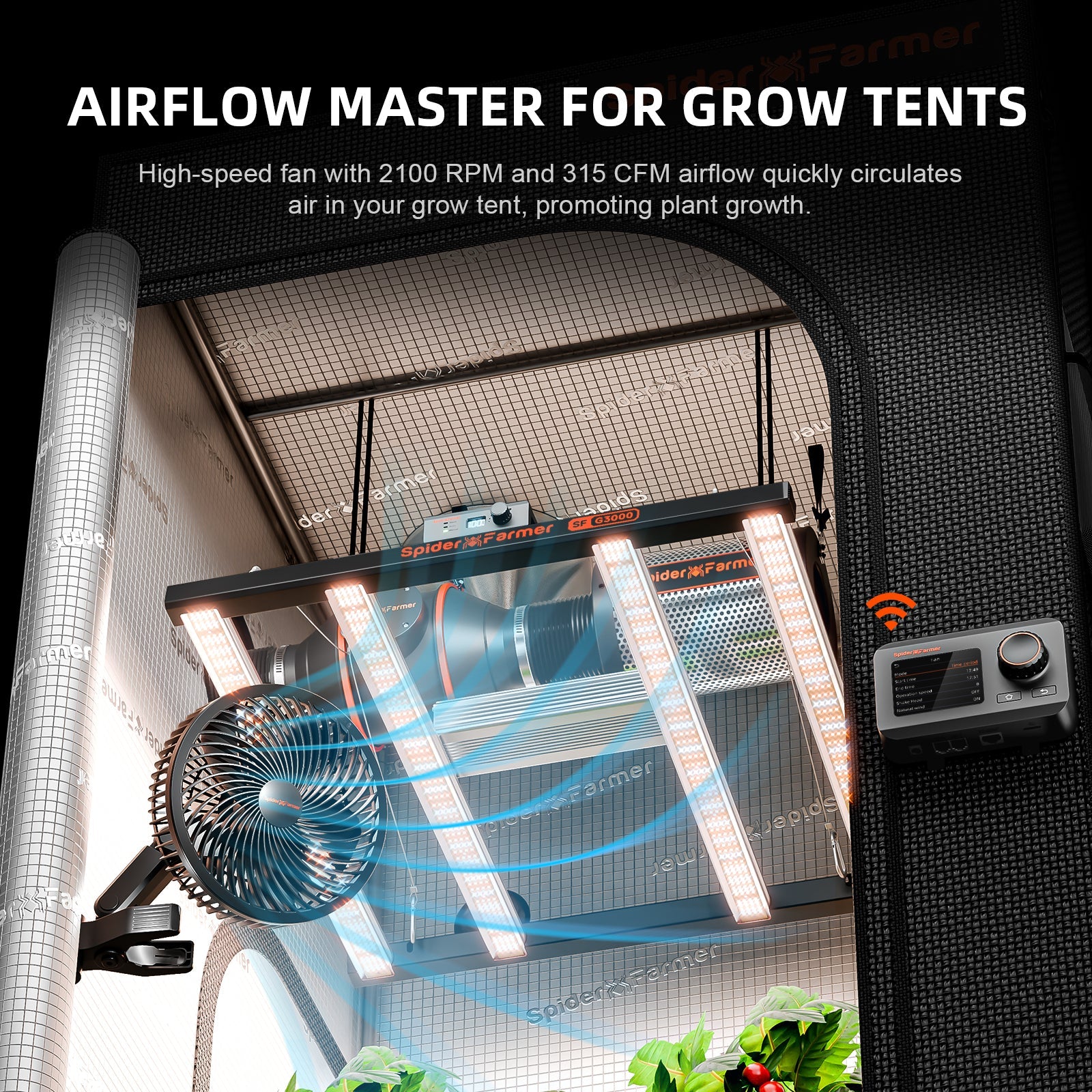 Spider Farmer 6-Inch Grow Tent Clip Fan EC Motor – product view 4