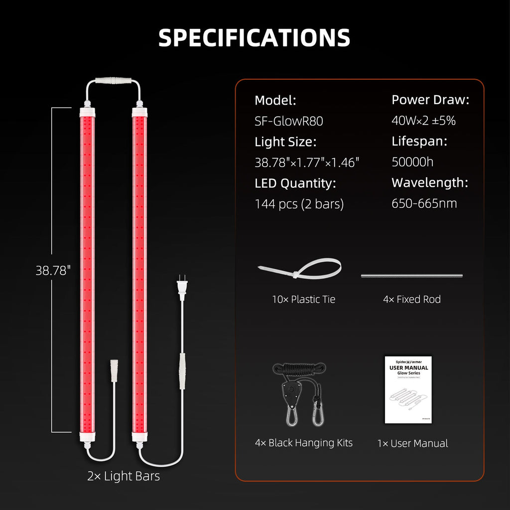 Spider Farmer GlowR80 80 W Deep Red Spectrum 660 nm Supplemental LED Grow Light – product view 6