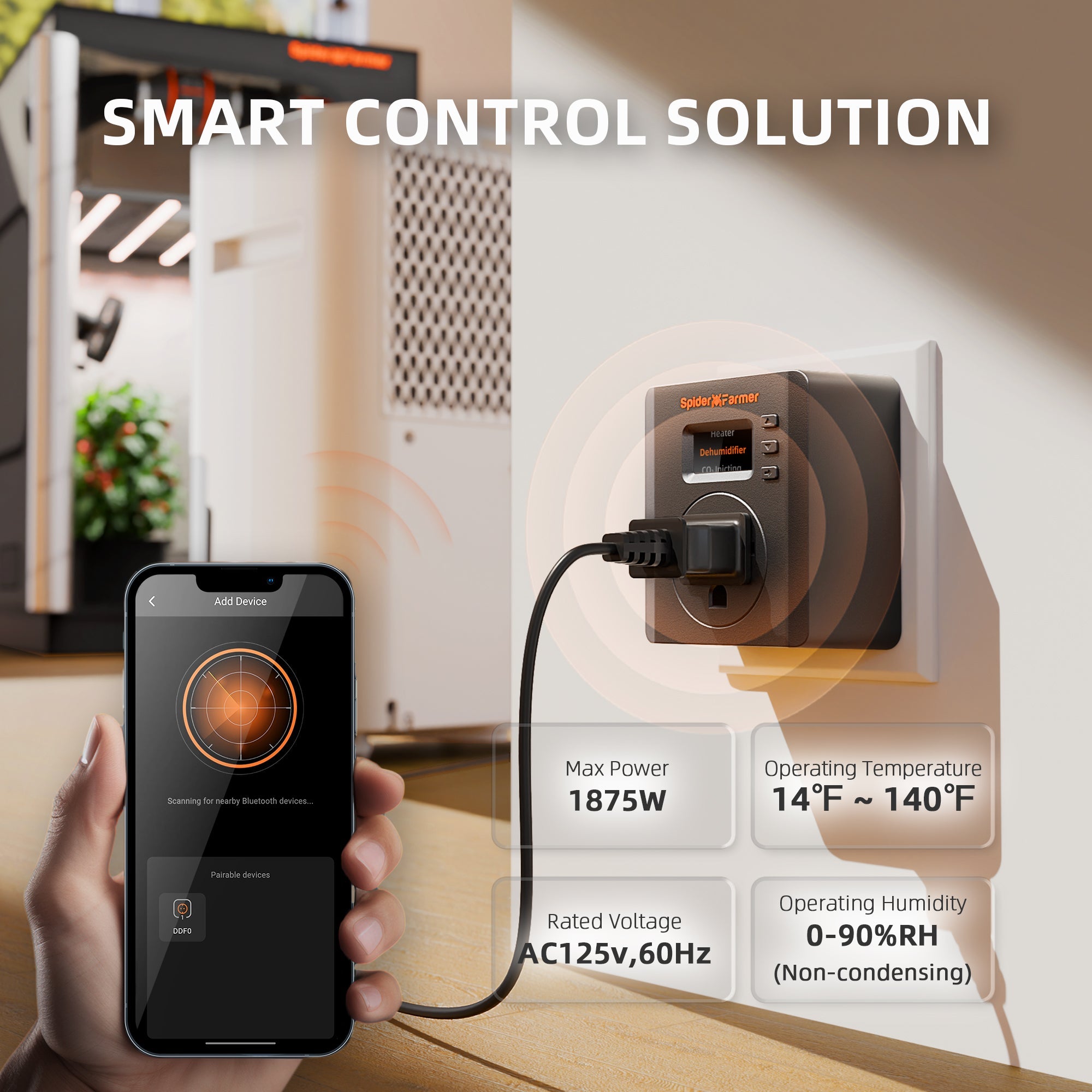 Spider Farmer S-Station – Wi-Fi & Bluetooth, Smart Plug Controller 1875 W 15A for Indoor Growing – product view 2
