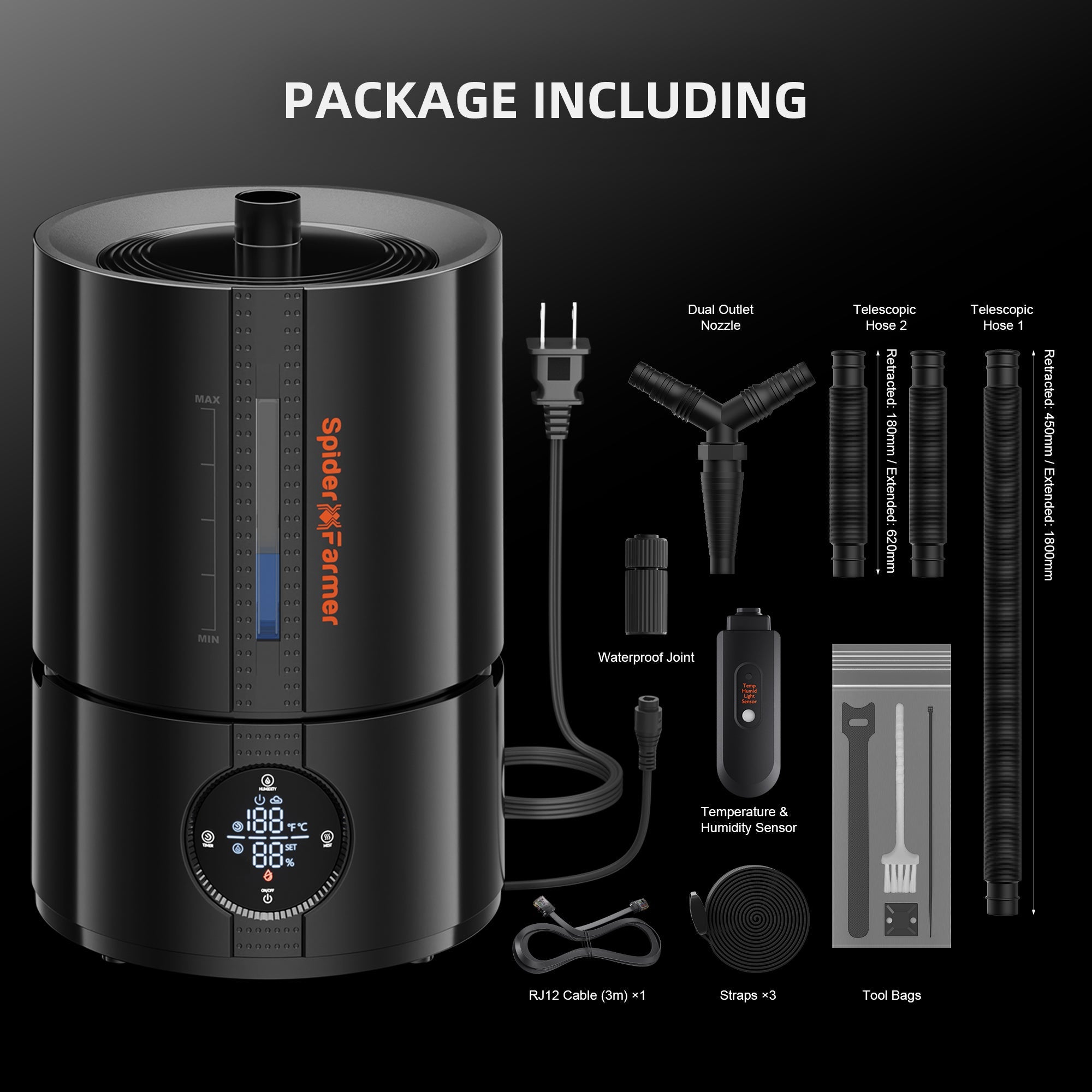 Spider Farmer 5 L Smart Cool Mist Humidifier with Temp & Humidity Sensor Smart APP Control – product view 3