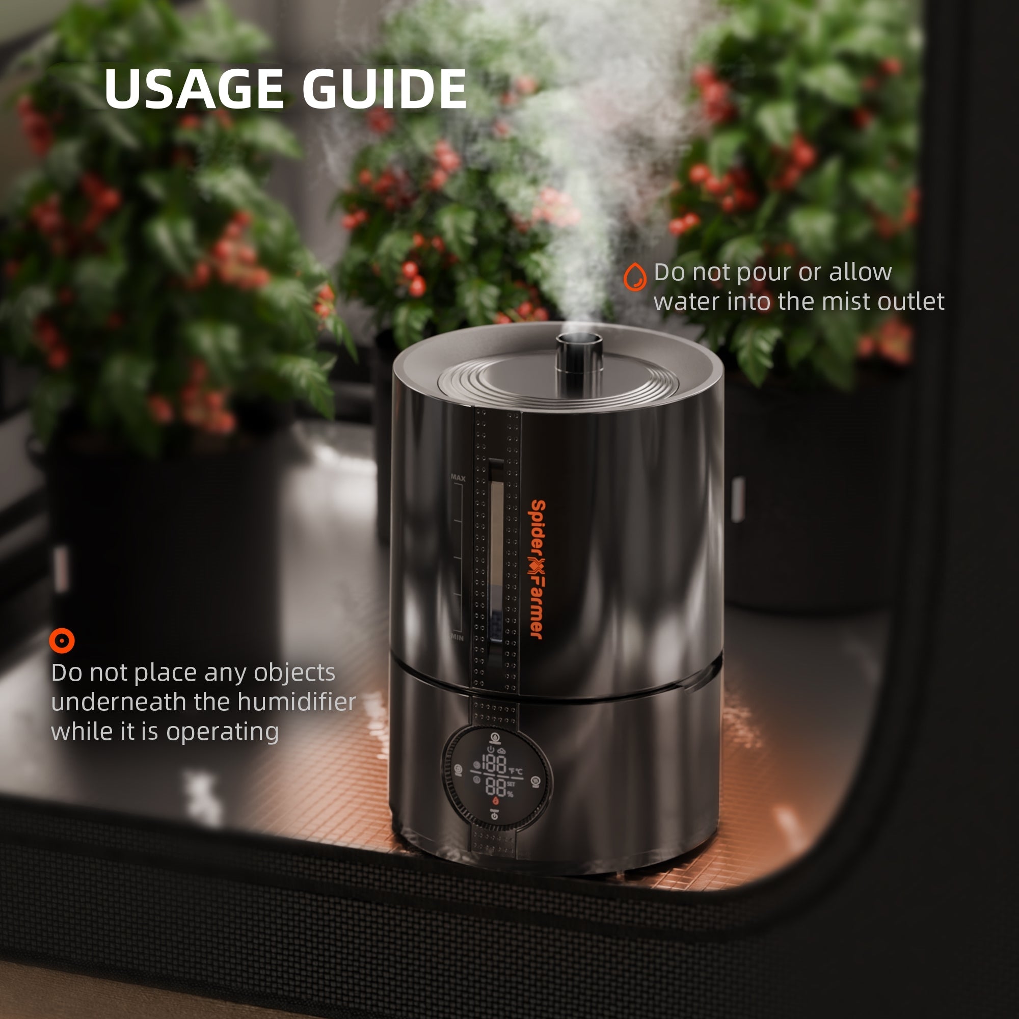 Spider Farmer 5 L Smart Cool Mist Humidifier with Temp & Humidity Sensor Smart APP Control – product view 4