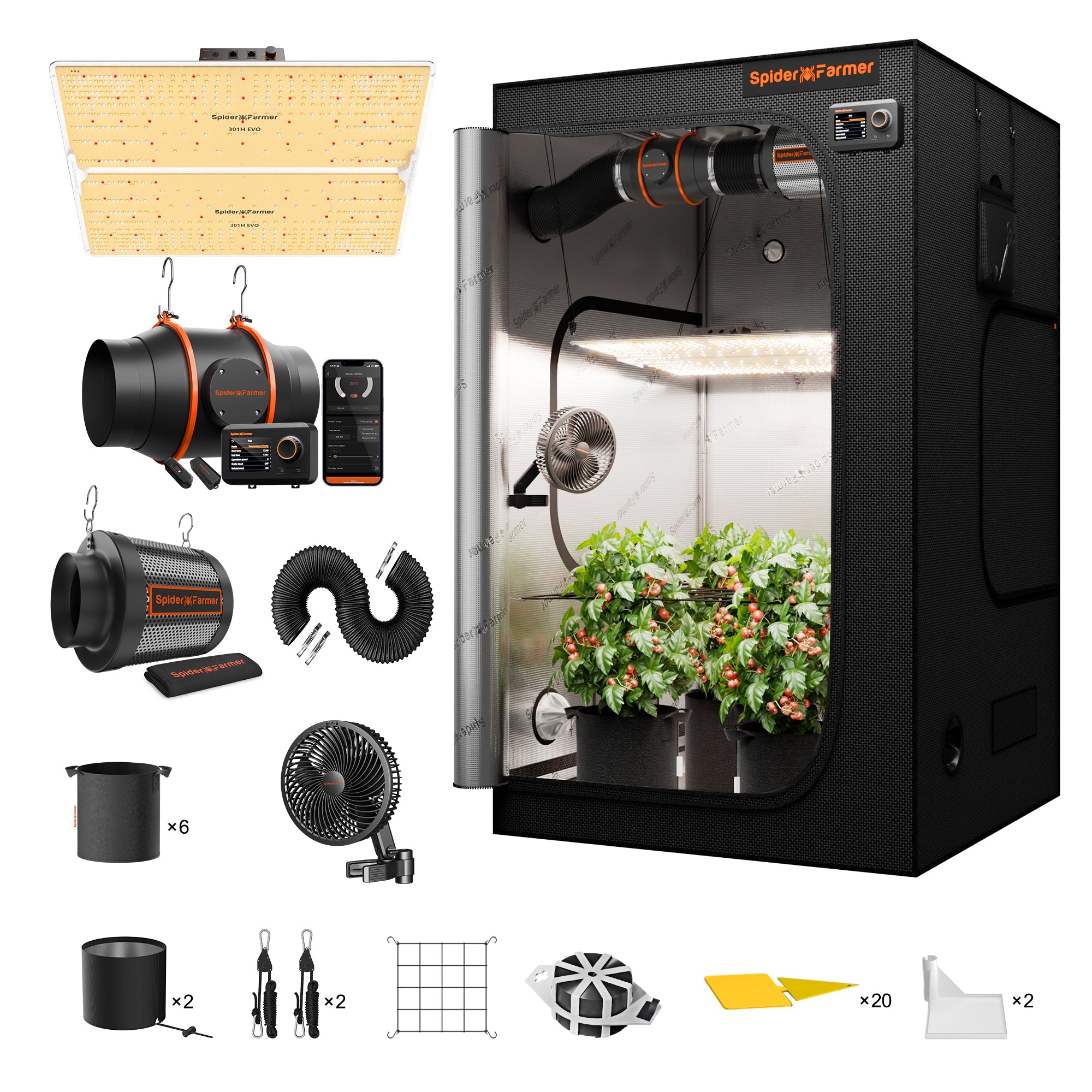 Spider Farmer 4‘x4‘x6.5‘Complete Grow Tent Kit – SF4000 450 W Full Spectrum LED Grow Light