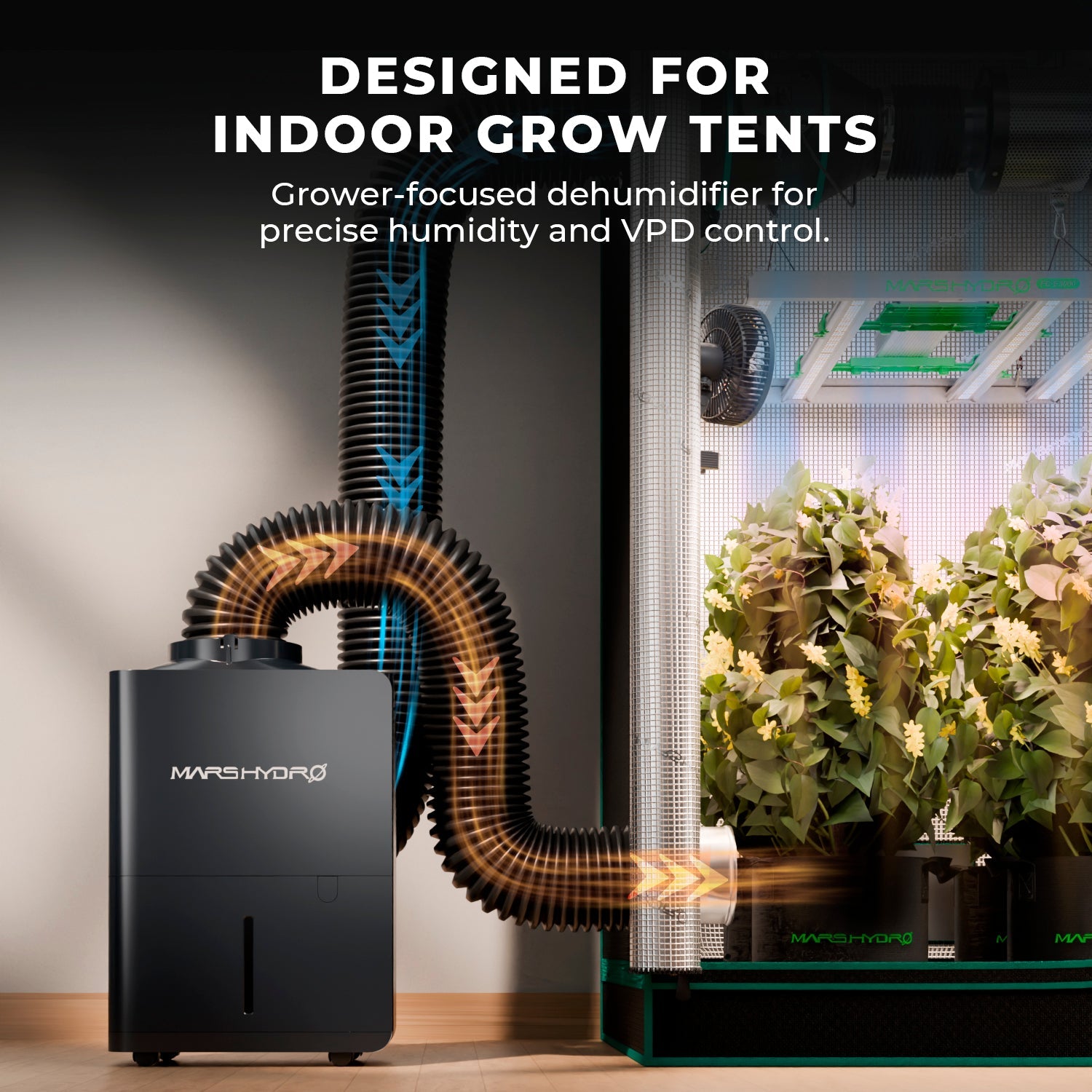 Mars Hydro 12 L/Day Dehumidifier for Indoor Grow Tents – Smart RJ12 Control – iControl System Compatible – product view 3