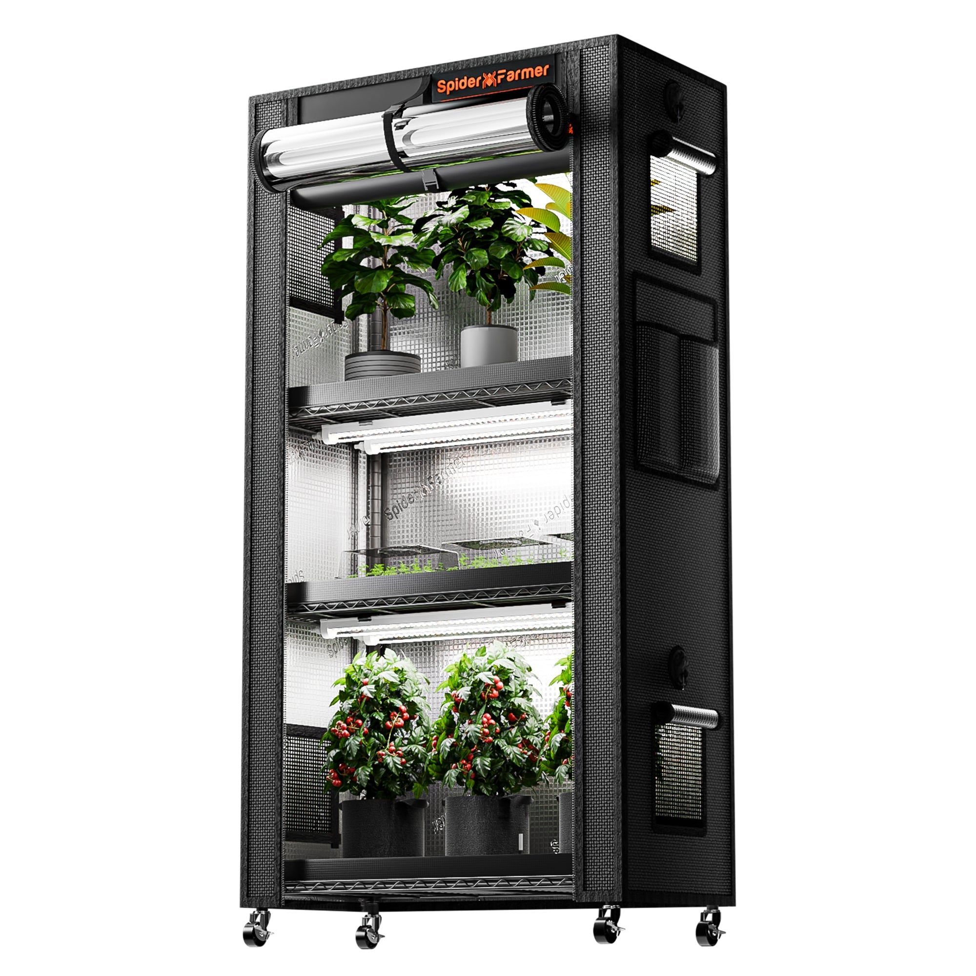 Spider Farmer 4 Tier Plant Stand With Grow Lights 108 W