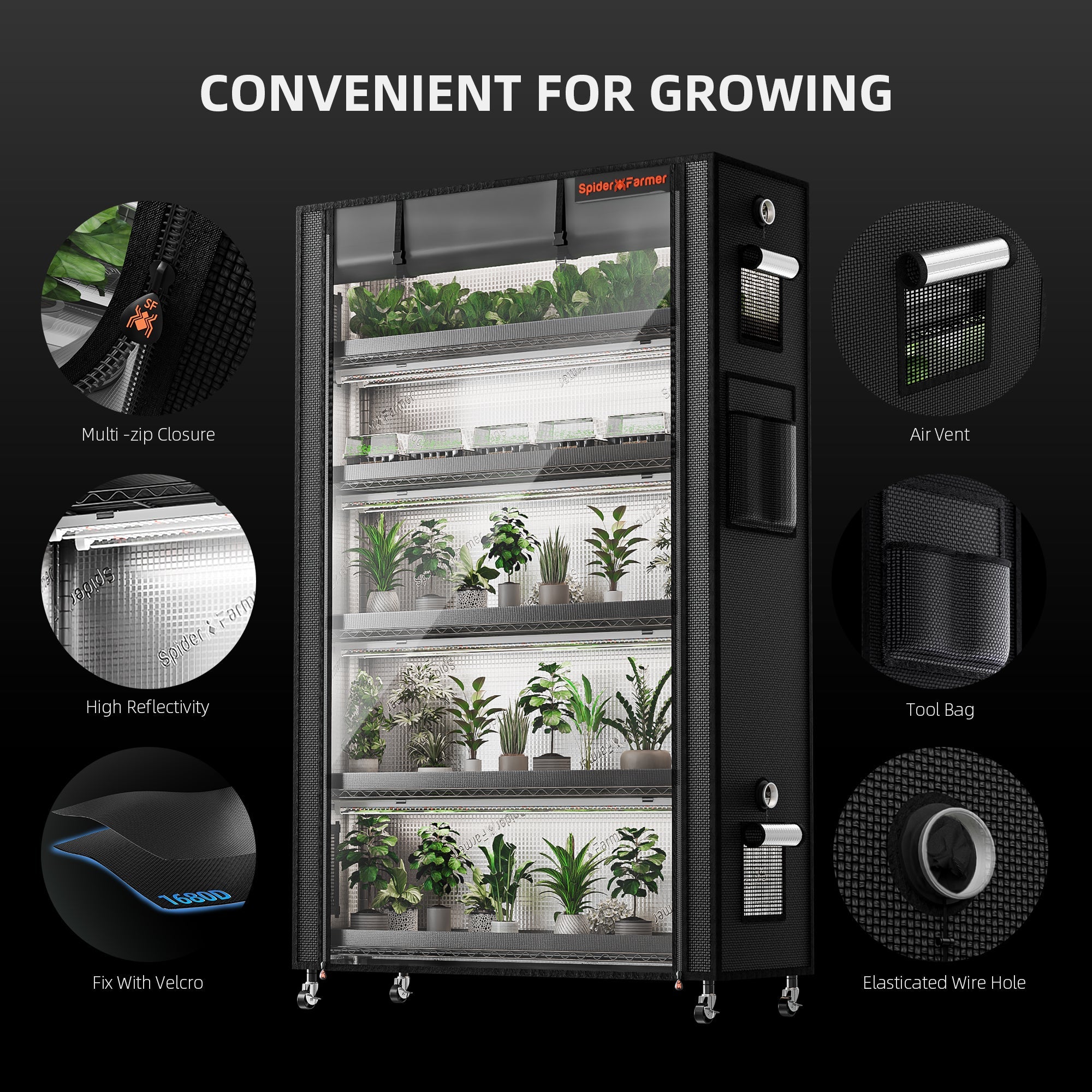 Spider Farmer 6 Tier Plant Stand With Grow Lights 220 W – product view 3