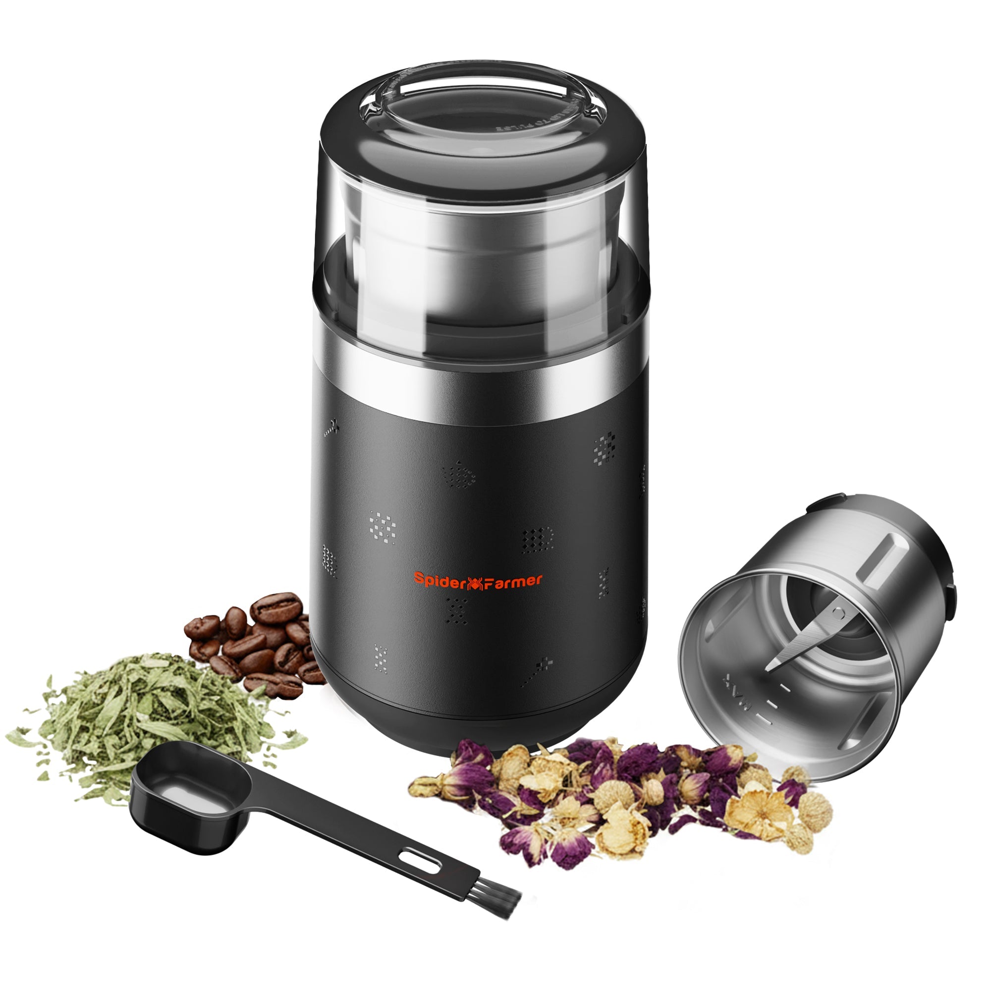 Spider Farmer Electric Herb & Spice Grinder with Removable Stainless Steel Bowl