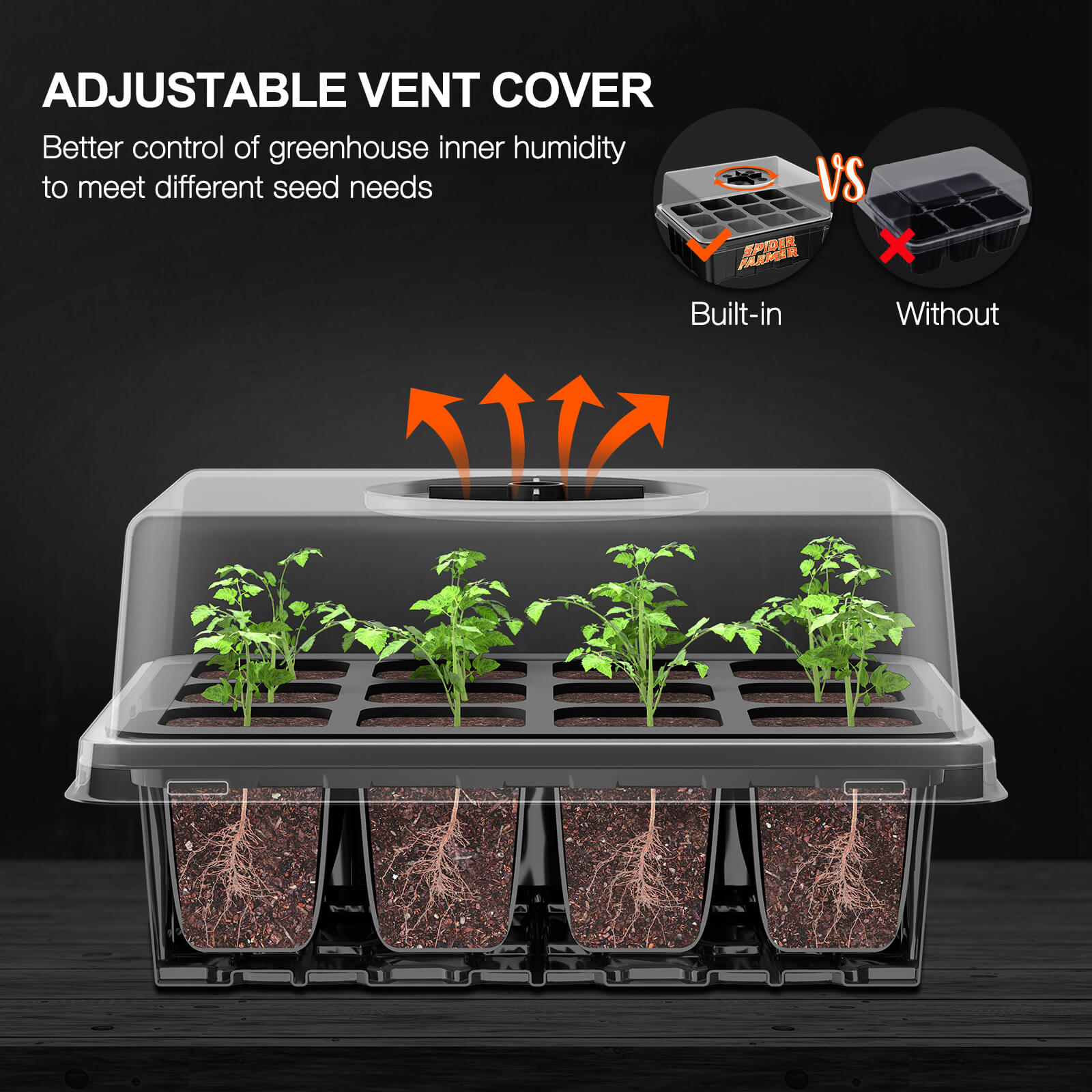 Spider Farmer 4-Pack Seed Starter Trays with Dome – product view 3
