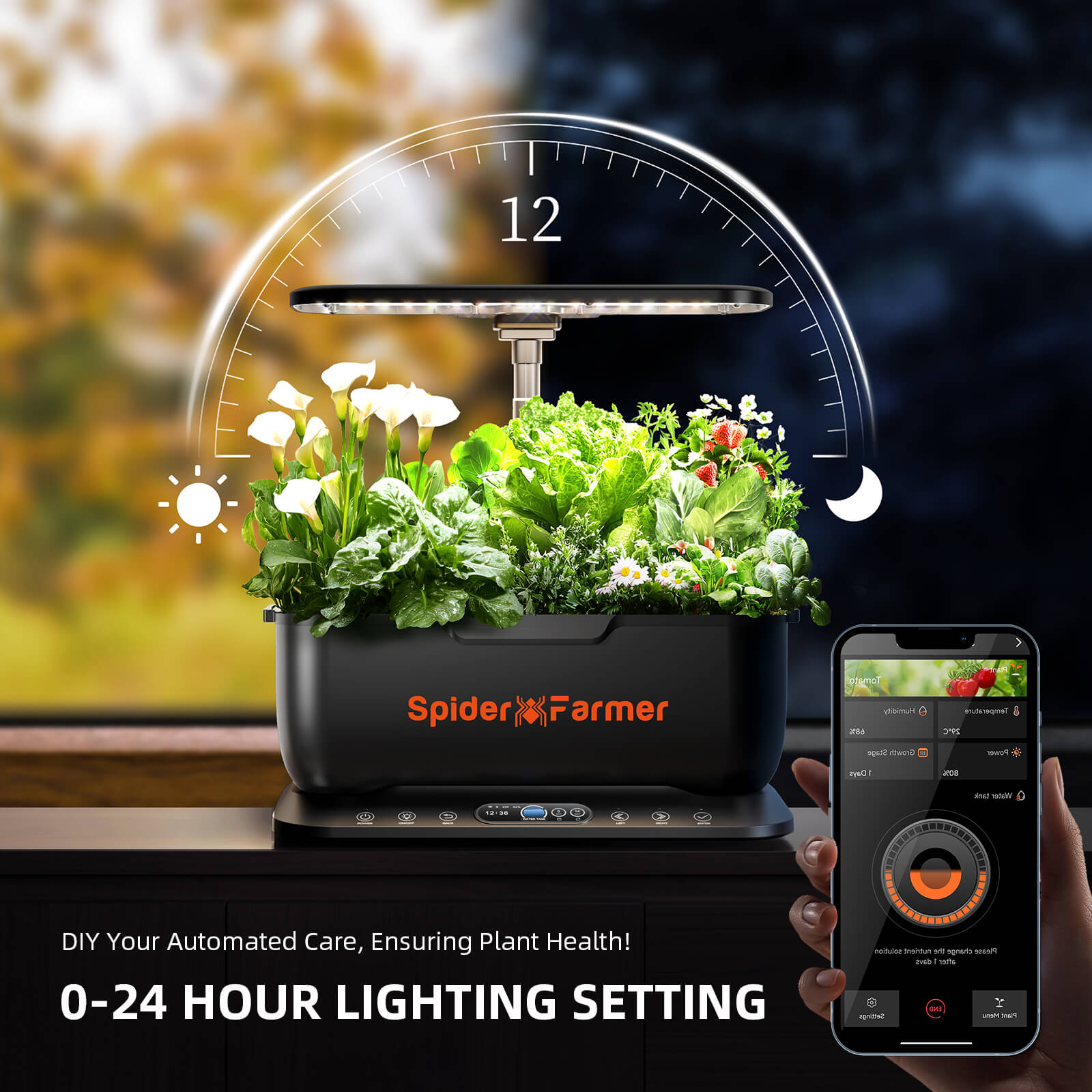 Spider Farmer SmartG12 Hydroponic Gardening System Kit, APP & Wifi Controlled, 36 W LED Grow Light, 12 Pods Indoor – product 