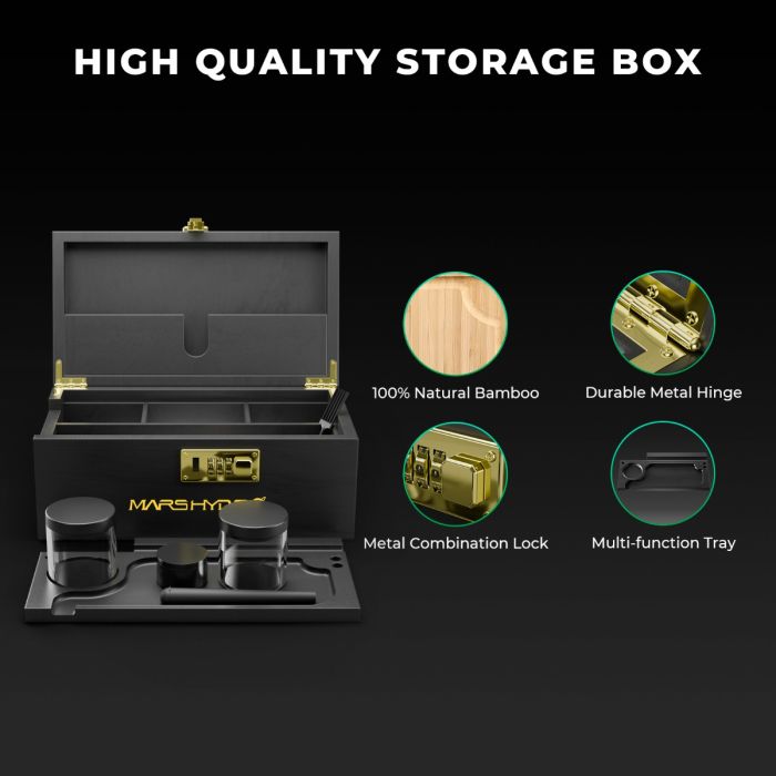 Mars Hydro Lockable Bamboo Storage Box for Home – product view 2