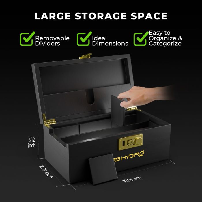 Mars Hydro Lockable Bamboo Storage Box for Home – product view 3