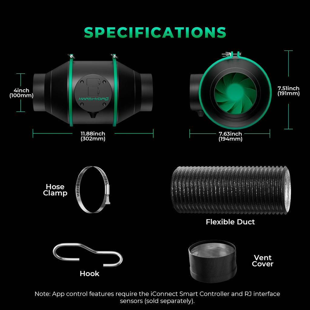 Mars Hydro 4-Inch iFresh Inline Duct Fan Kit – product view 11