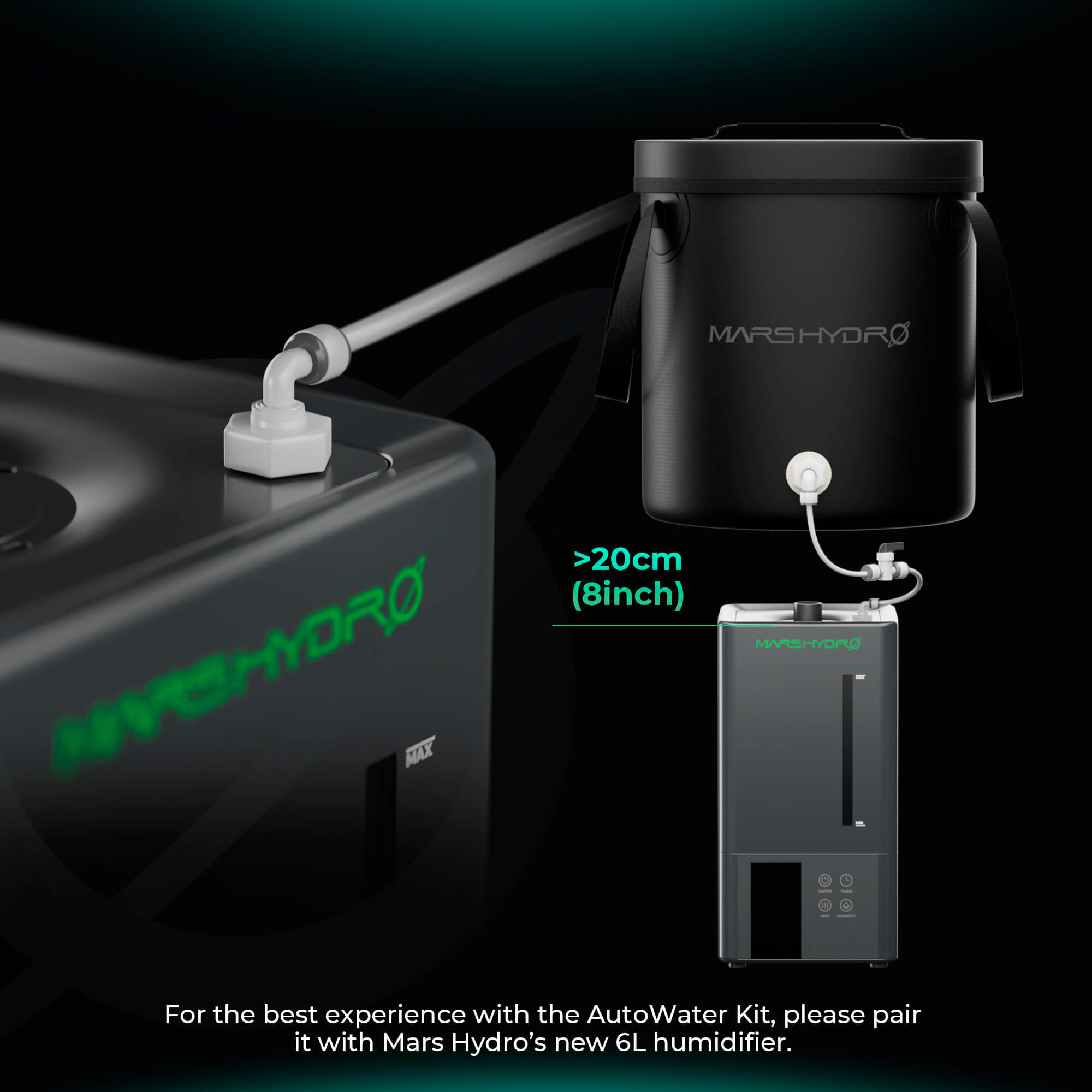 (Auto Humidity Kit) Mars Hydro 6 L Indoor Cool Mist Humidifier & 15 L Auto-Refill Kit for Indoor Growing – product view 3