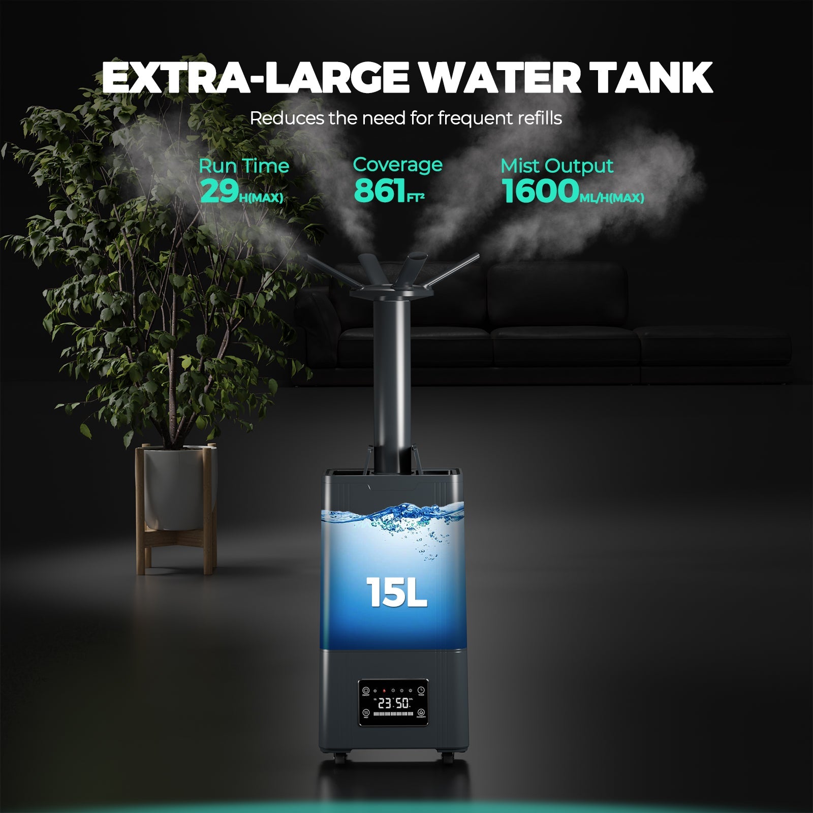 Mars Hydro 15 L Ultrasonic Cool Mist Humidifier for Large Room – product view 4