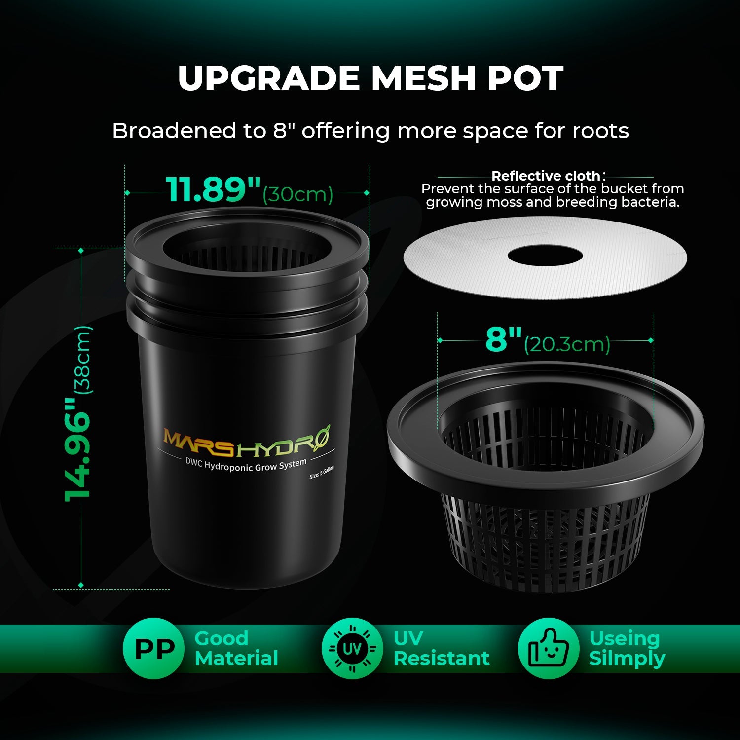 Mars Hydro 5-Gallon DWC Hydroponic System Kit – 4 Buckets (8-inch) for 3x3 Grow Tent 2-4 Plants – product view 3