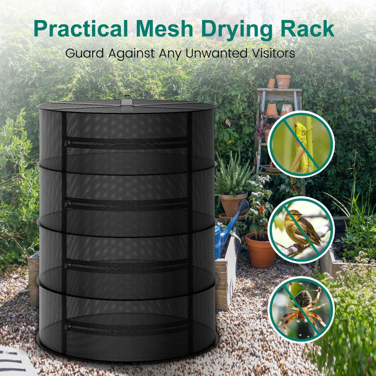 Mars Hydro 4-Layer Mesh Herb Drying Rack With Pruning Shear – product view 3