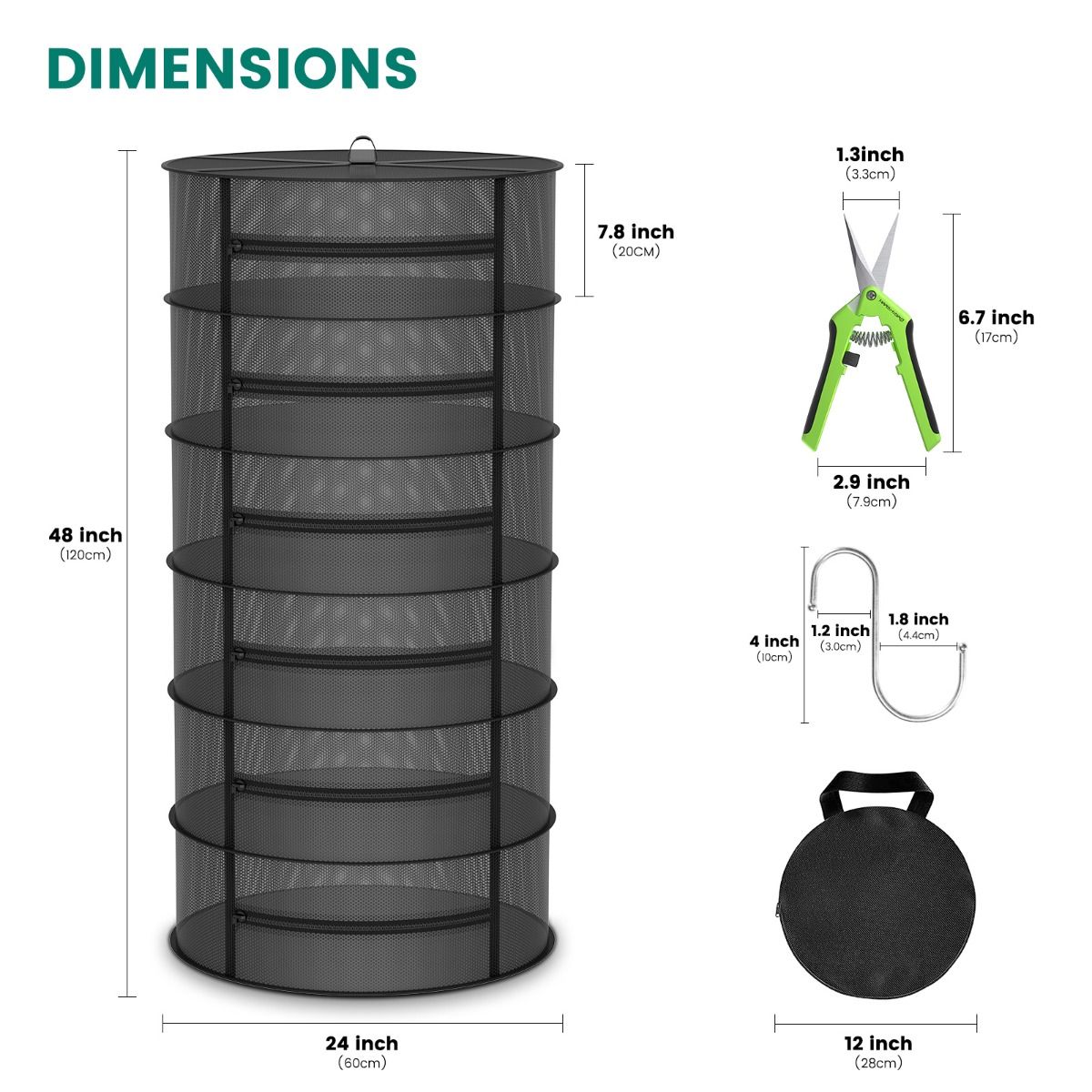 Mars Hydro 6-Layer Mesh Herb Drying Rack With Pruning Shear – product view 2