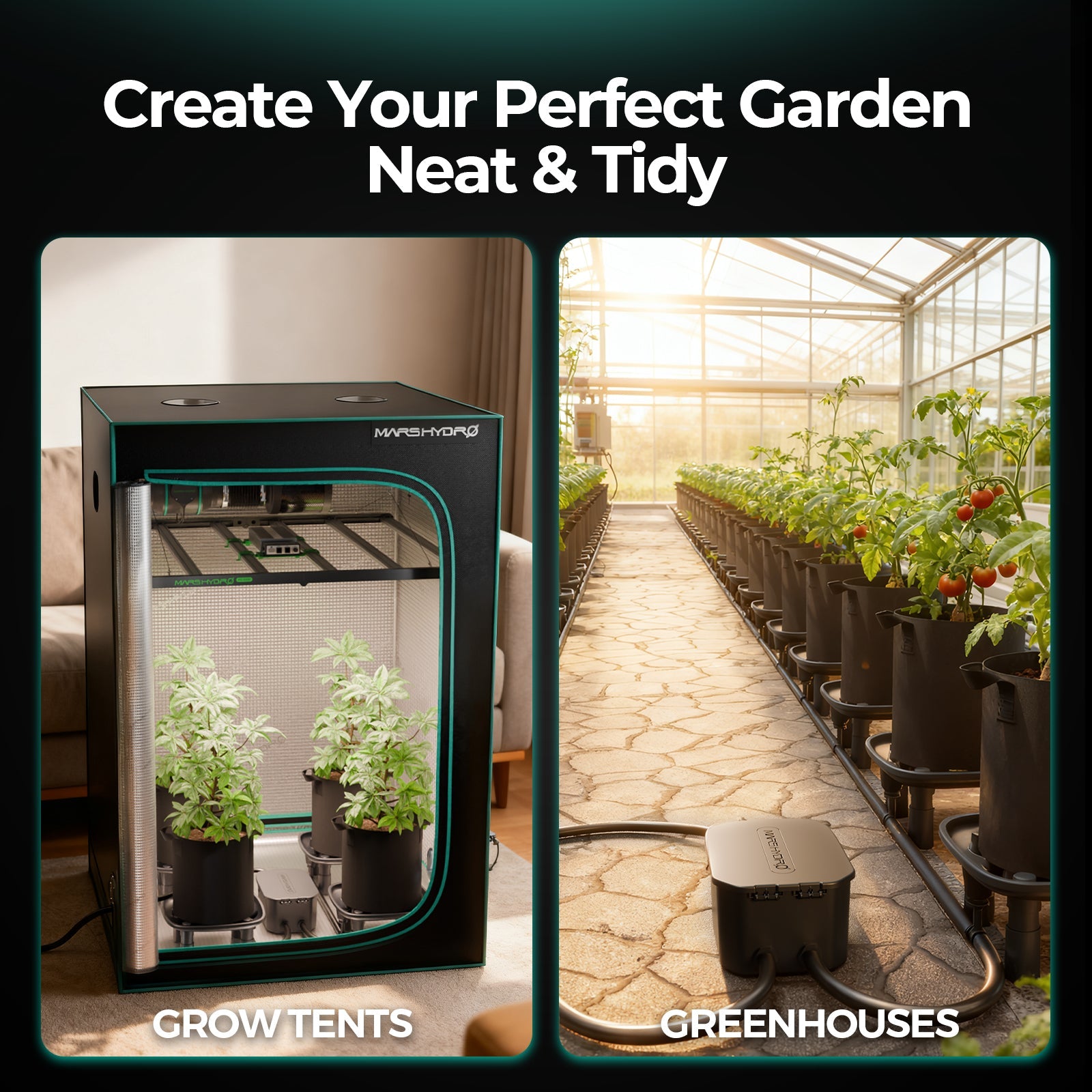 Mars Hydro Auto-Drainage System with 4-Pack Runoff Trays – Water Pump – Grow Bags – product view 5