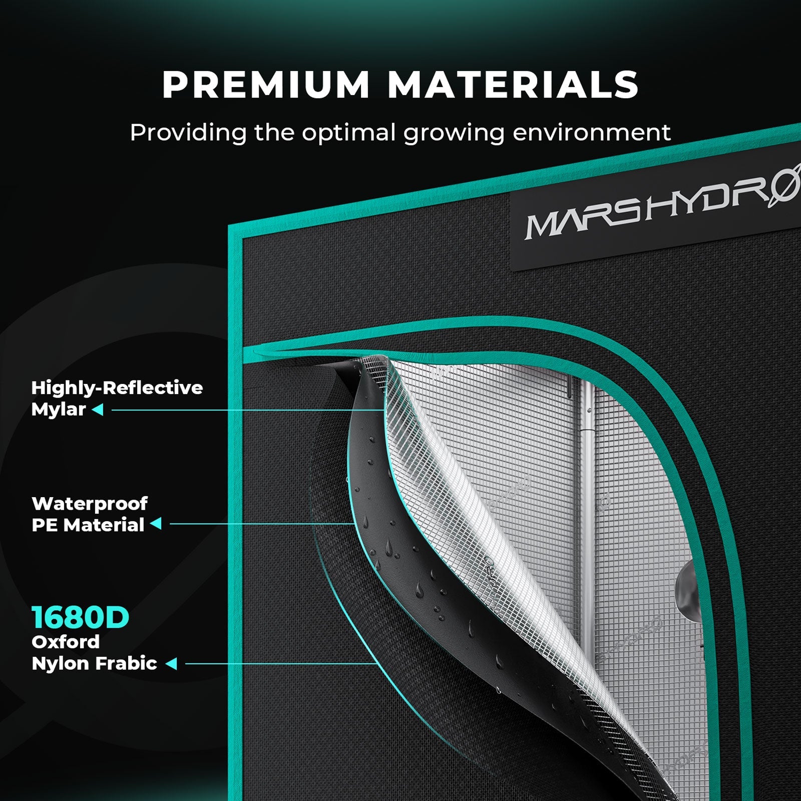 Mars Hydro 70 × 70 × 160 cm 1680D Light-Proof Grow Tent – product view 2