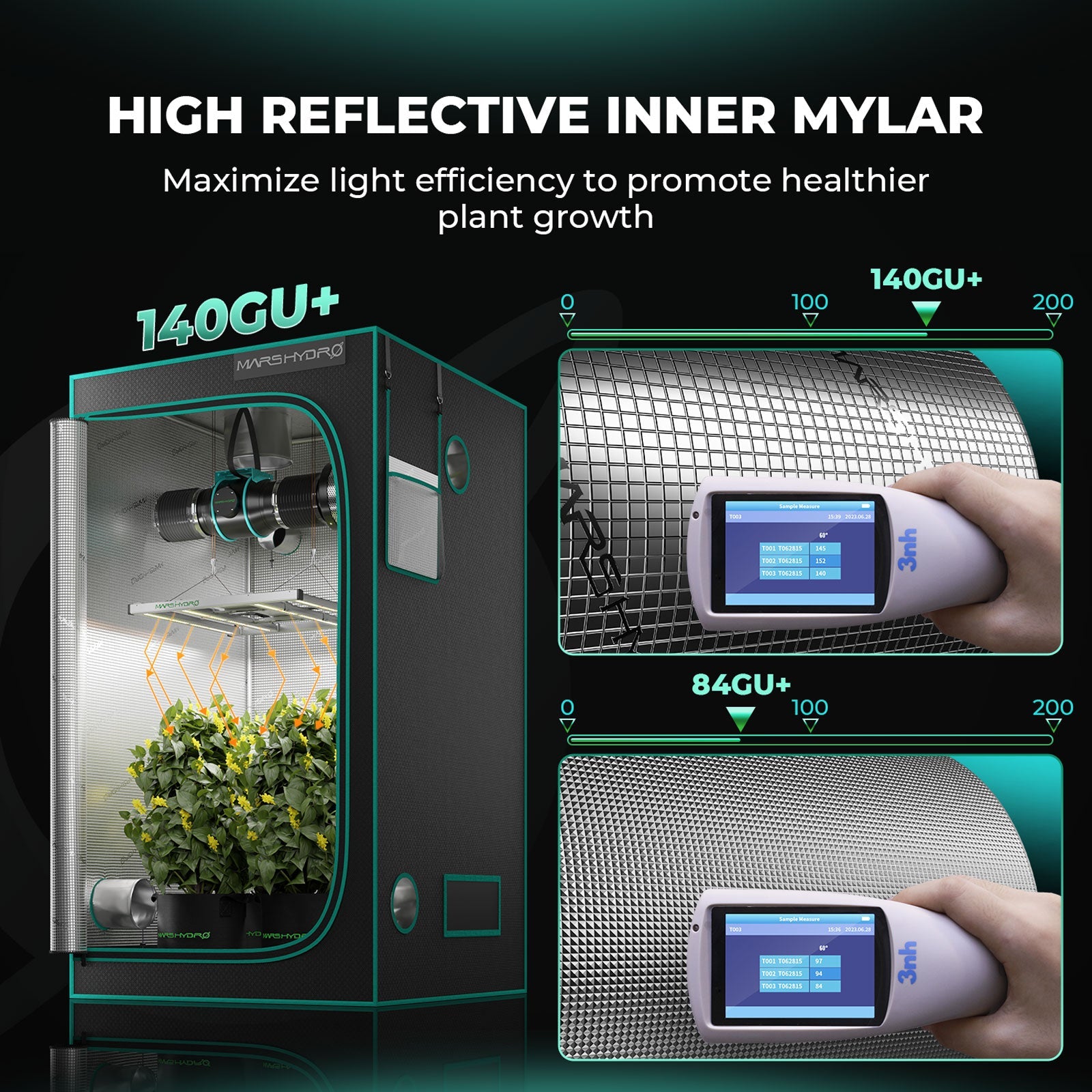 Mars Hydro FC-E3000 LED Grow Light + 3.3' × 3.3' (39''X39''X71'') Complete Grow Tent Kits – product view 3